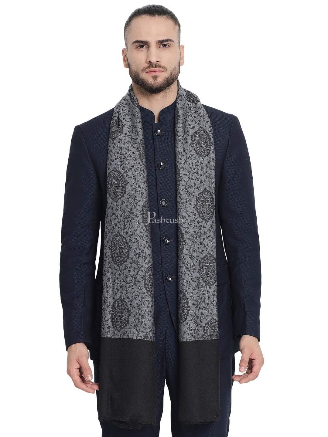 Pashtush Mens Reversible Stole, With Paiseley Weave - Image 4