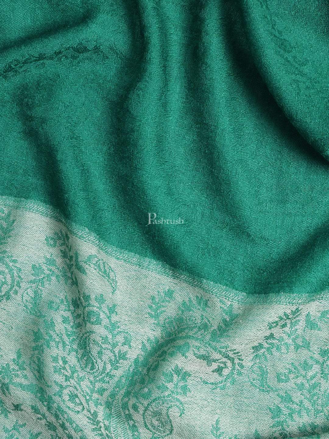 Pashtush Mens Scarf With Chanting Paisleys Design, Soft And Warm, Emerald Green - Image 2