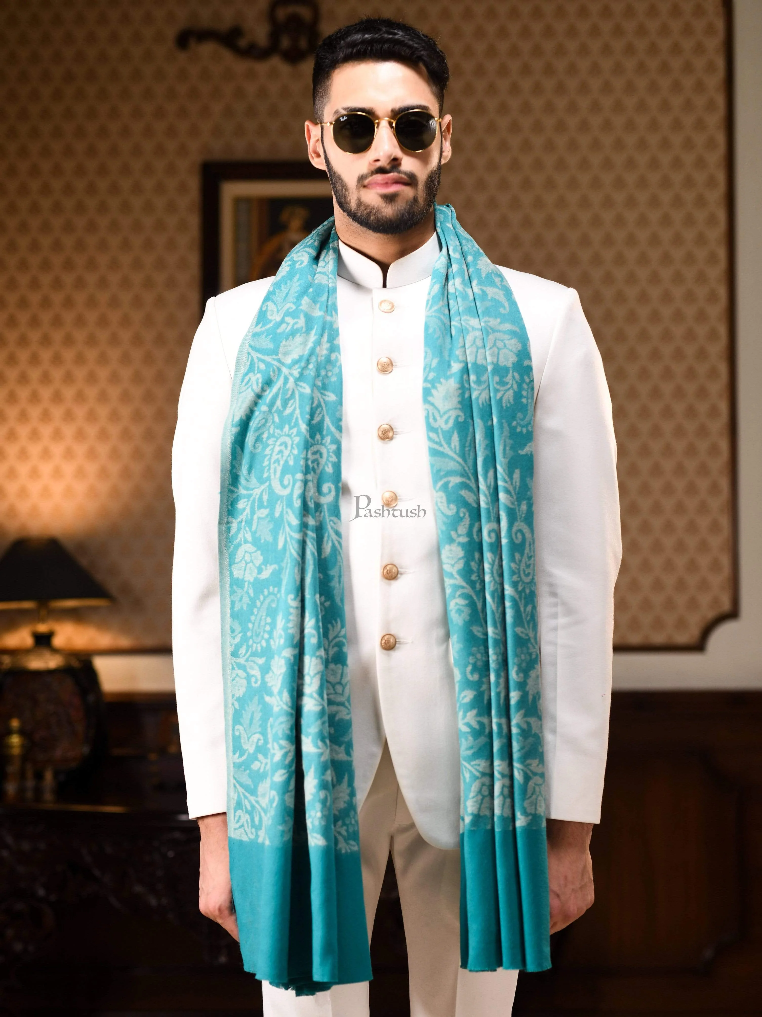 Pashtush Mens Soft fine wool Stole, Thick And Warm
