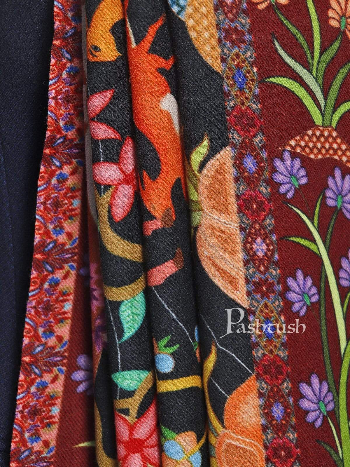 Pashtush Mens Mughal Shikaardar, Luxury Printed Shawl On 100% Pure Wool, Woolmark Certified - Image 3