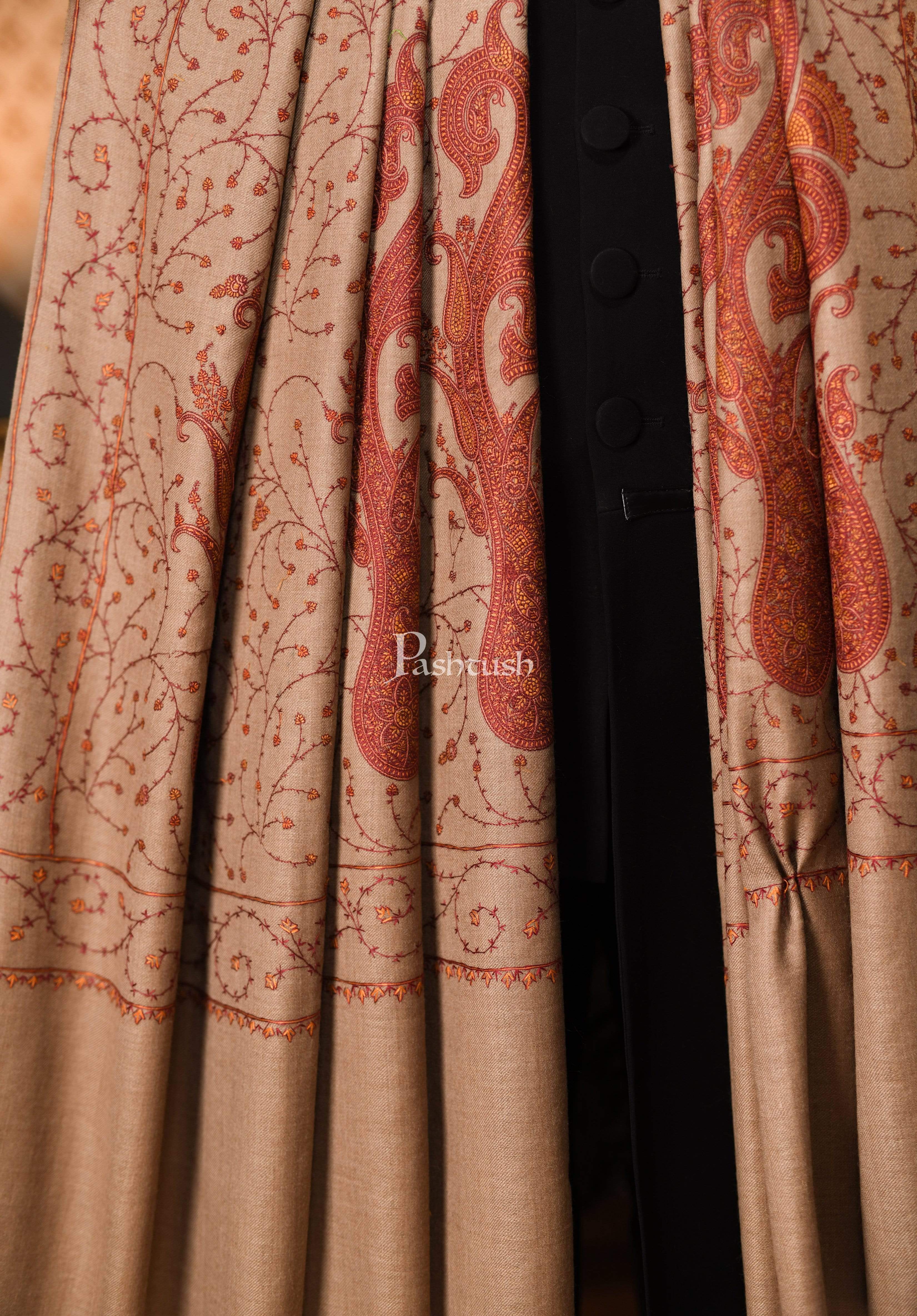 Pashtush Fine Wool Mens Embroidery Shawl - Image 2