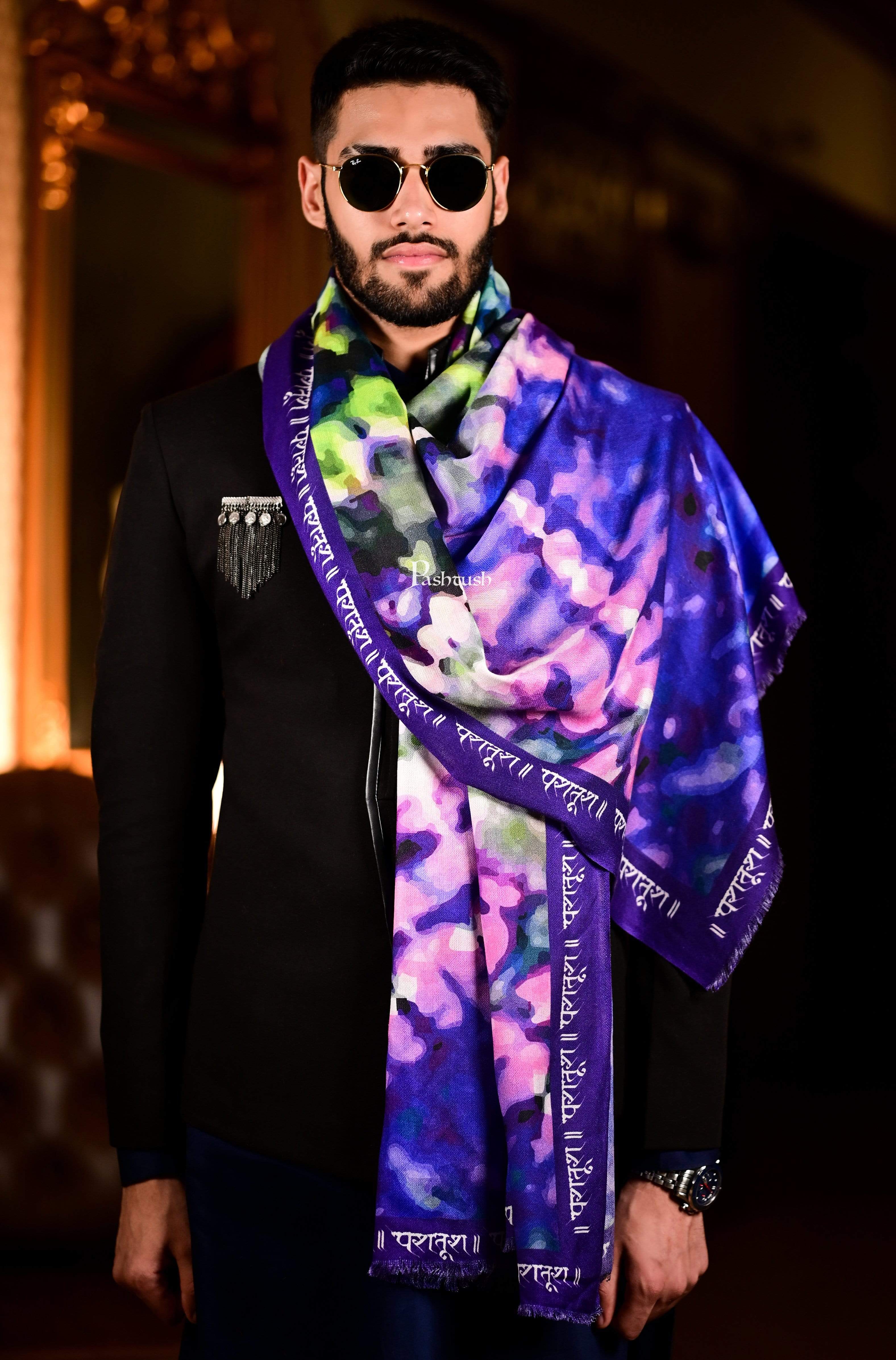Pashtush Mens Tie And Dye Extra Fine And Soft Bamboo Stole Monogram - Image 3
