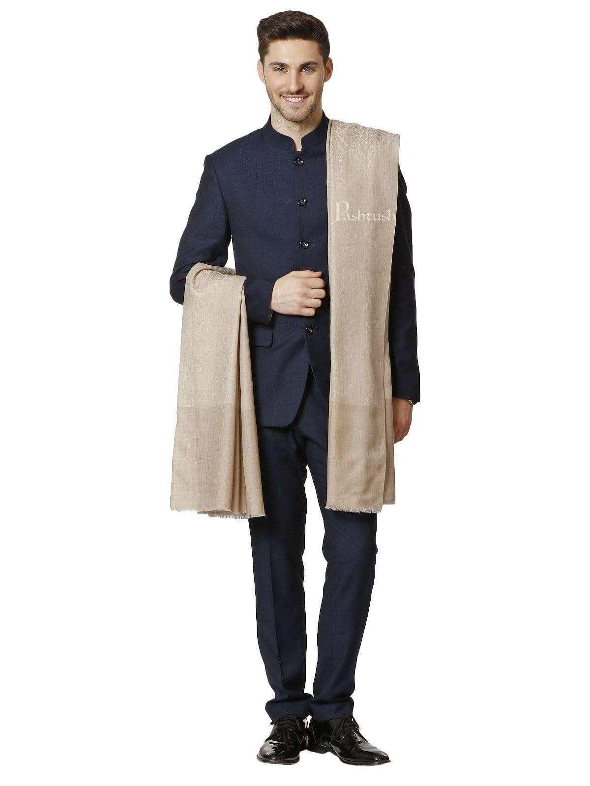 Pashtush Mens Woven Jacquard Shawl, Merino Wool Light Weight, Soft Hand Feel - Image 5