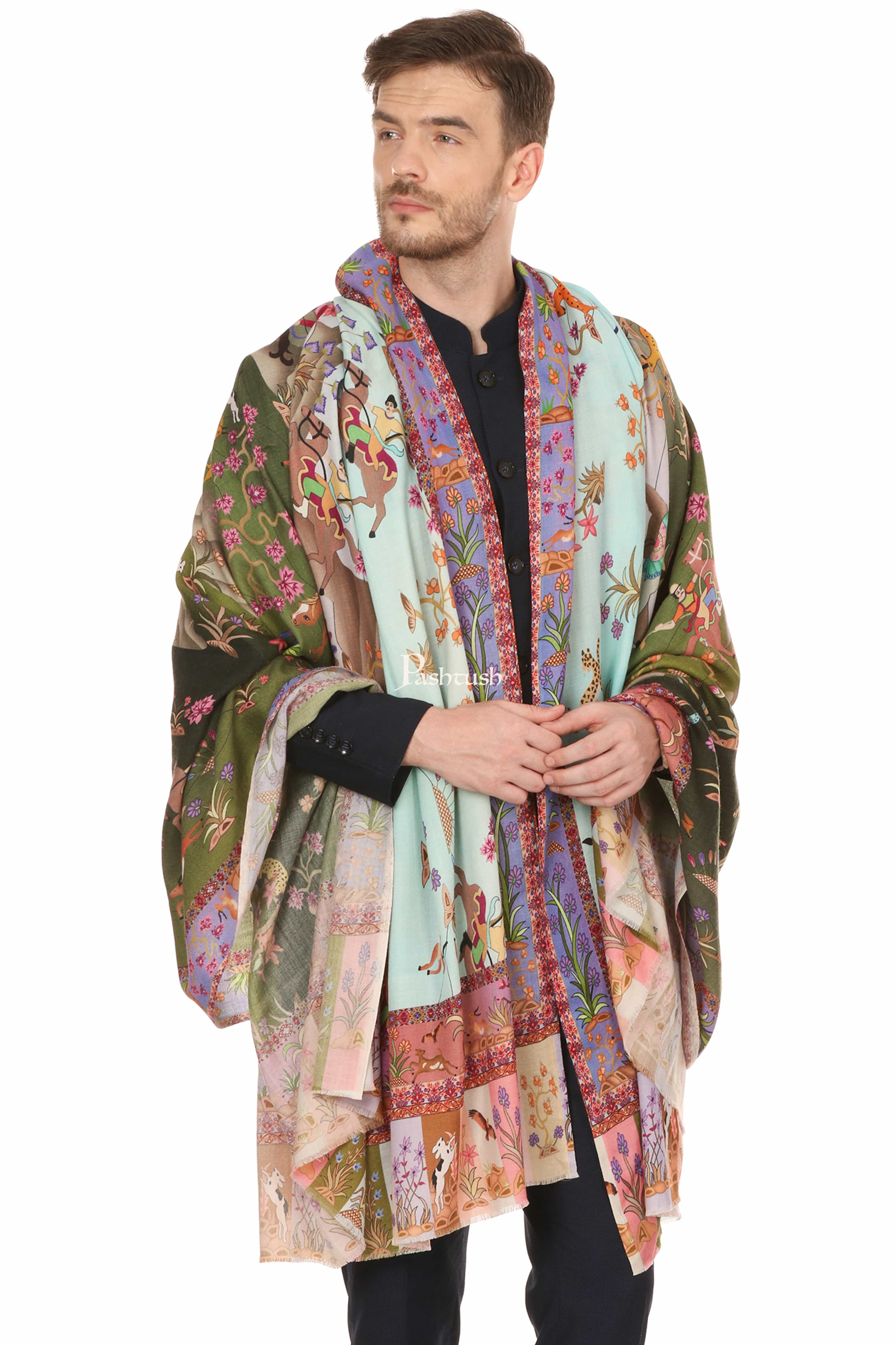 Pashtush Mens Shikaardar Shawl, 100% Pure Wool, Woolmark Certified, Full Size - Image 4