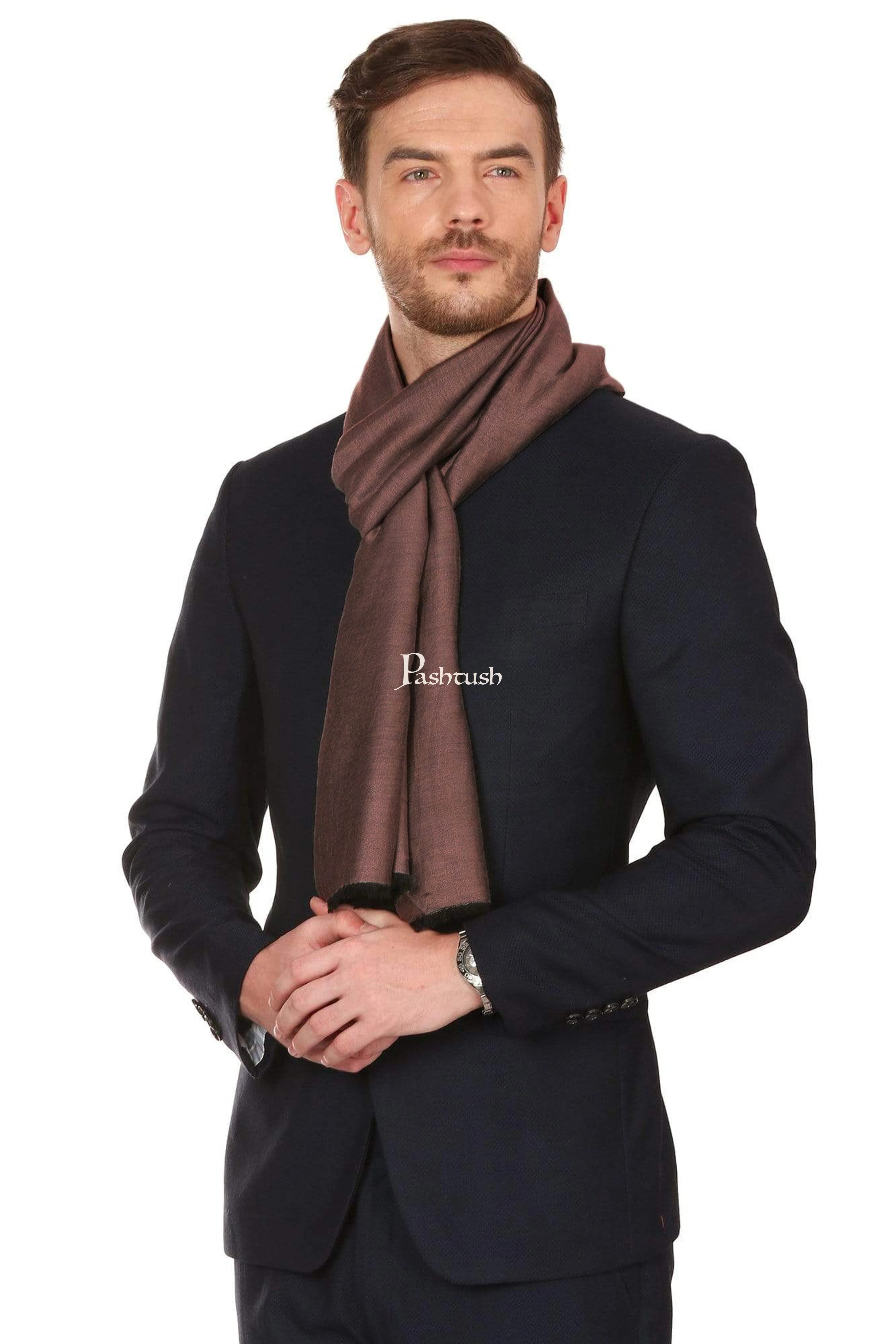 Pashtush Mens Soft Bamboo Reversible Stole, Brown - Image 3