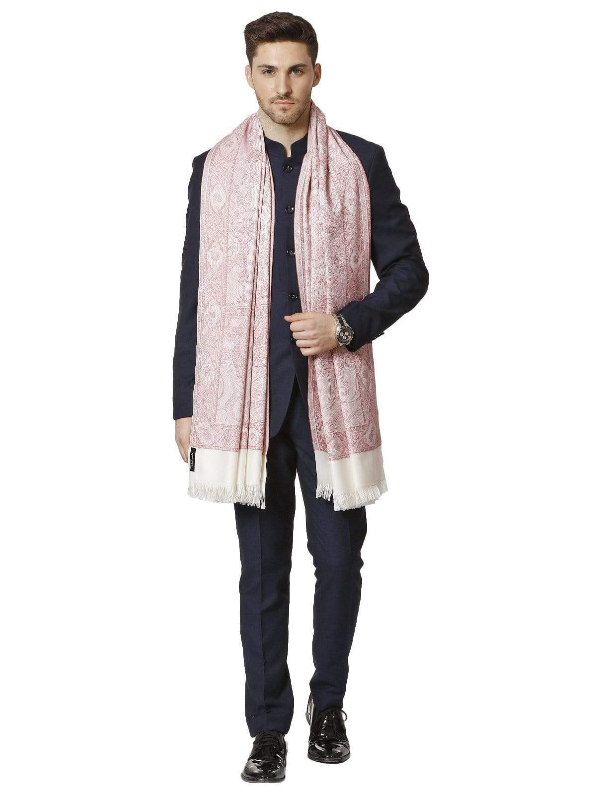 Pashtush Mens Jamawar Stole, Fine Soft Ethnic Stole, Reversible - Image 3