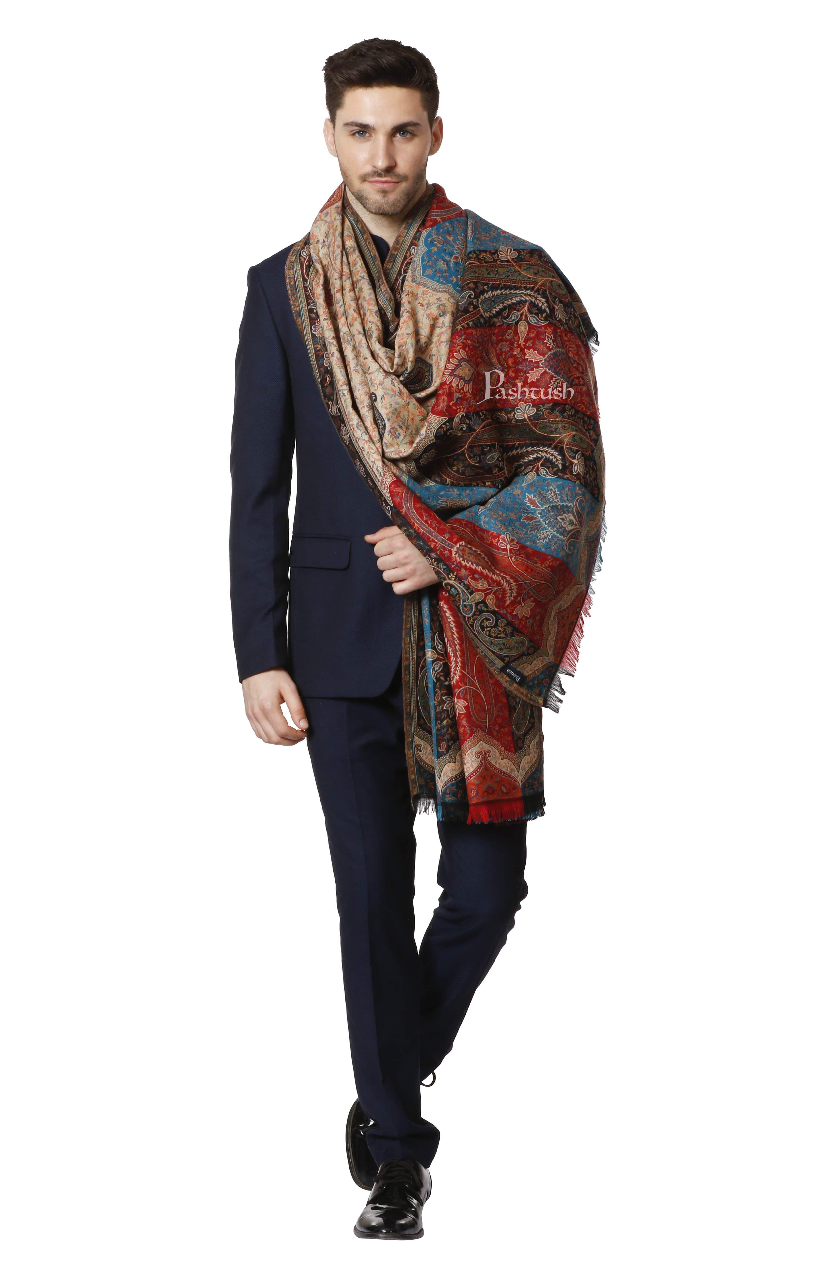 Pashtush Mens Ethnic Stole, Multicoloured, Faux Pashmina
