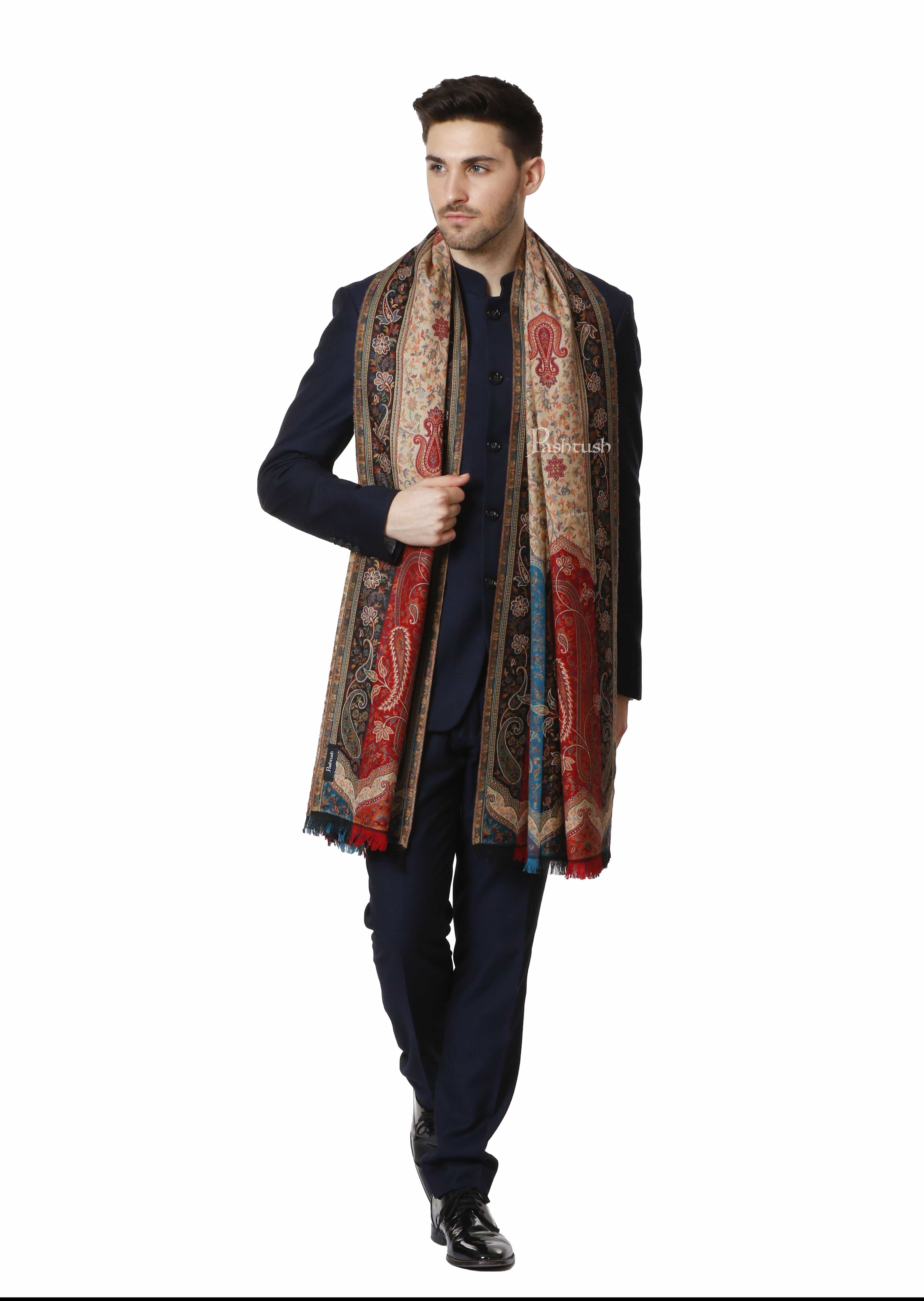 Pashtush Mens Ethnic Stole, Multicoloured, Faux Pashmina - Image 4