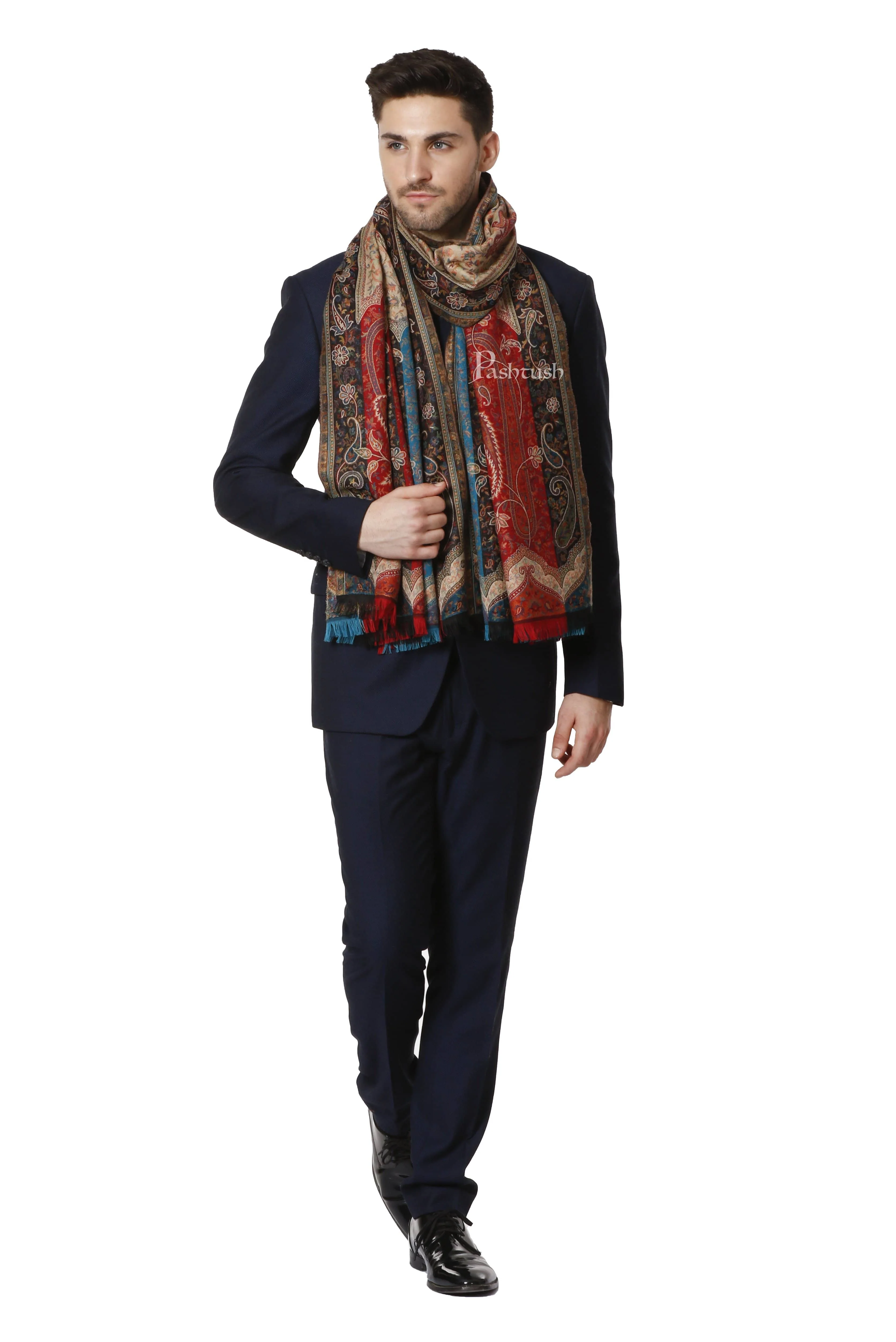 Pashtush Mens Ethnic Stole, Multicoloured, Faux Pashmina - Image 6