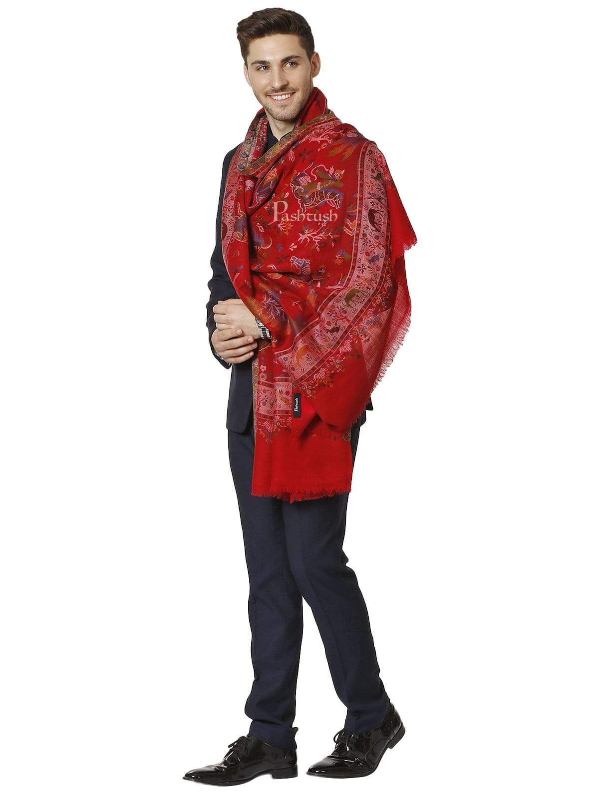 Pashtush Mens Shikaardar Stole, Pure Wool, With Woolmark Certificate - Image 4