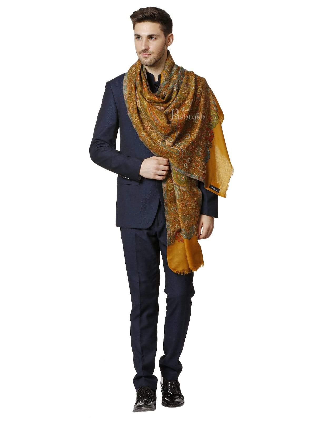 Pashtush Mens Kalamkari Weave Pure Wool Stole, With Woolmark Certificate - Image 3