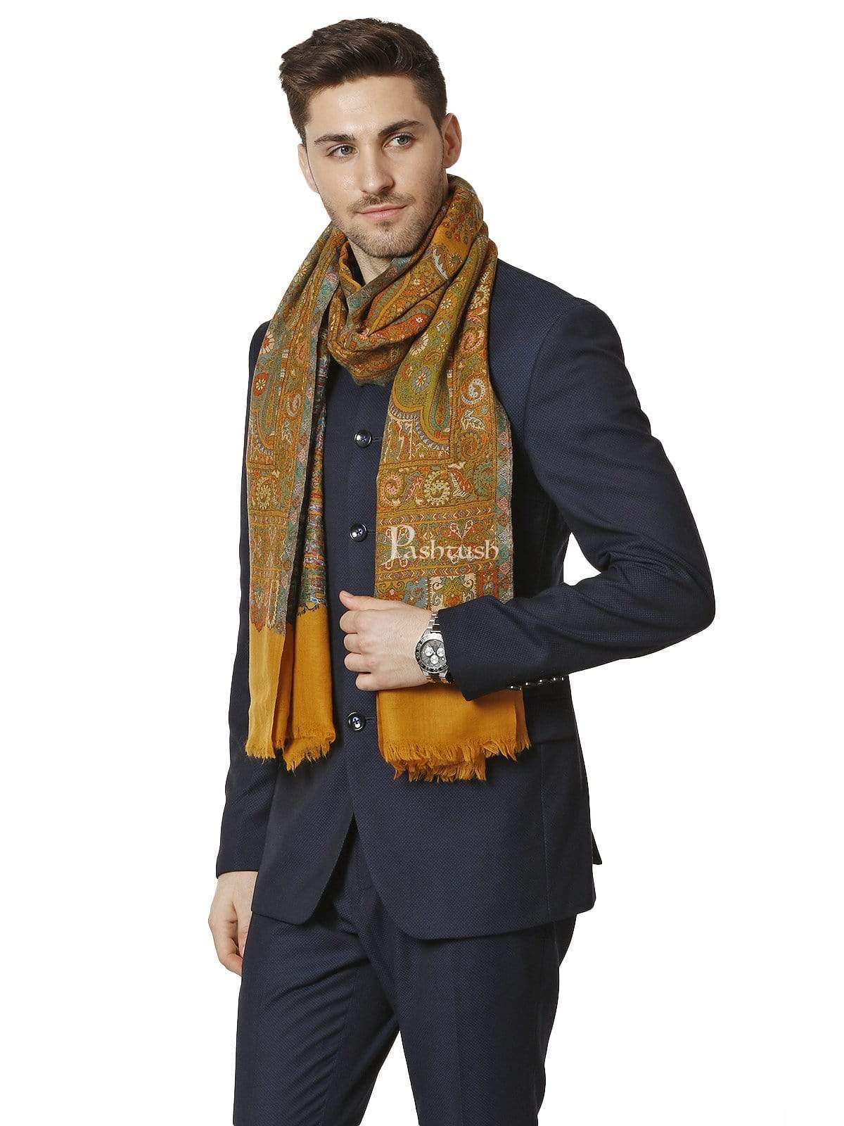 Pashtush Mens Kalamkari Weave Pure Wool Stole, With Woolmark Certificate - Image 4