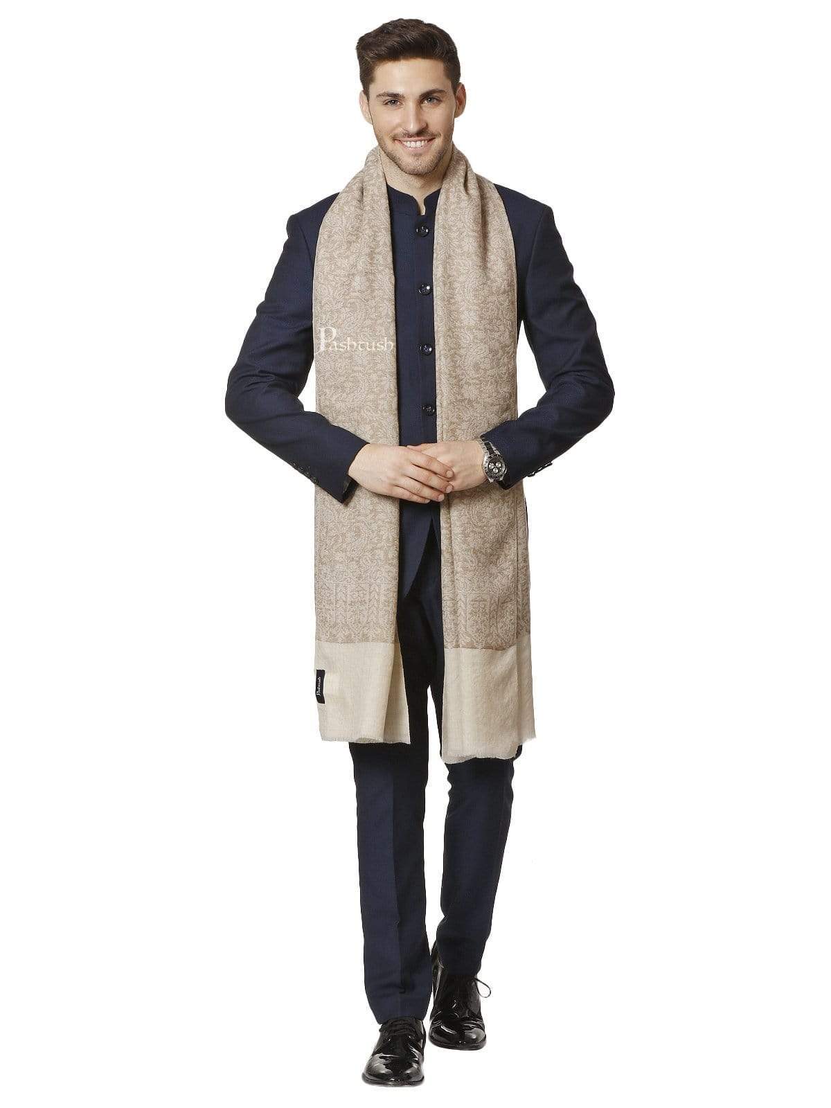 Pashtush Mens Fine Wool Ethnic Weave Stole - Image 4