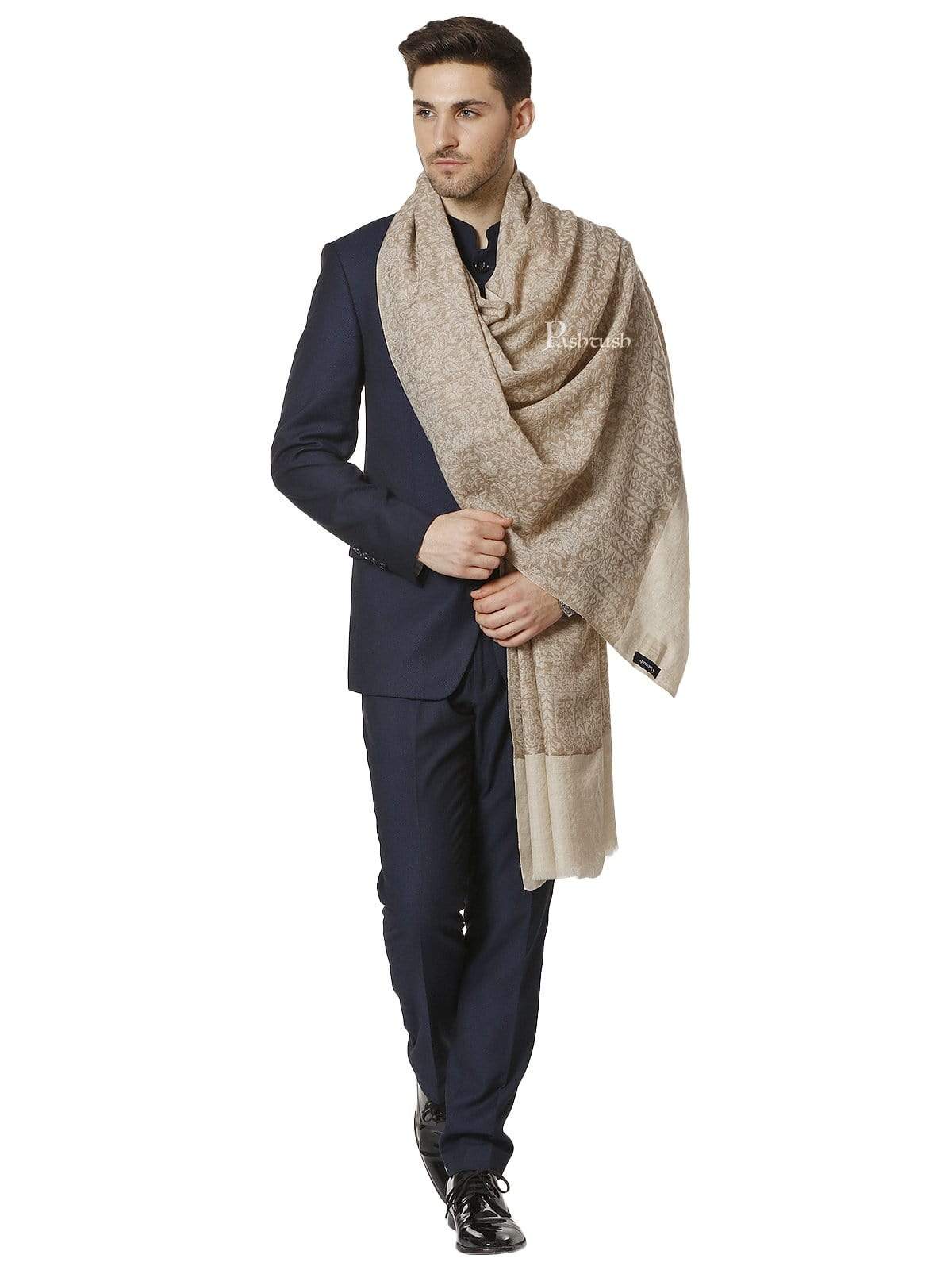 Pashtush Mens Fine Wool Ethnic Weave Stole - Image 5