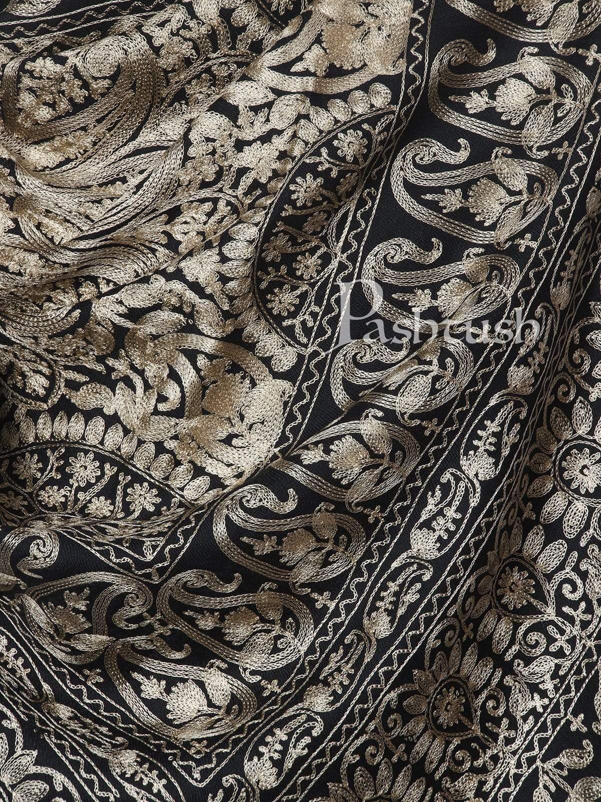 Pashtush Mens Silk-Wool Fine Wool, Nalki Embroidery Needlework Stole - Image 4