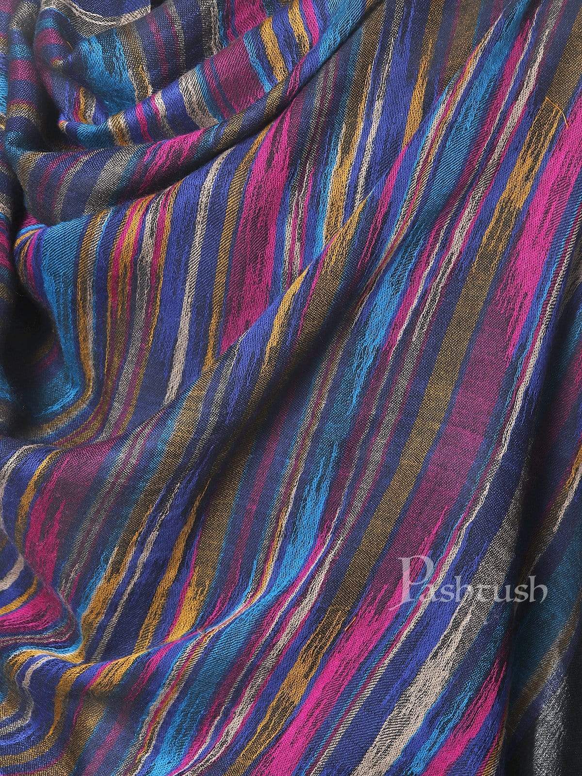 Pashtush Mens Pure Wool Multicolour Striped Stole, With Woolmark Certificate - Image 6