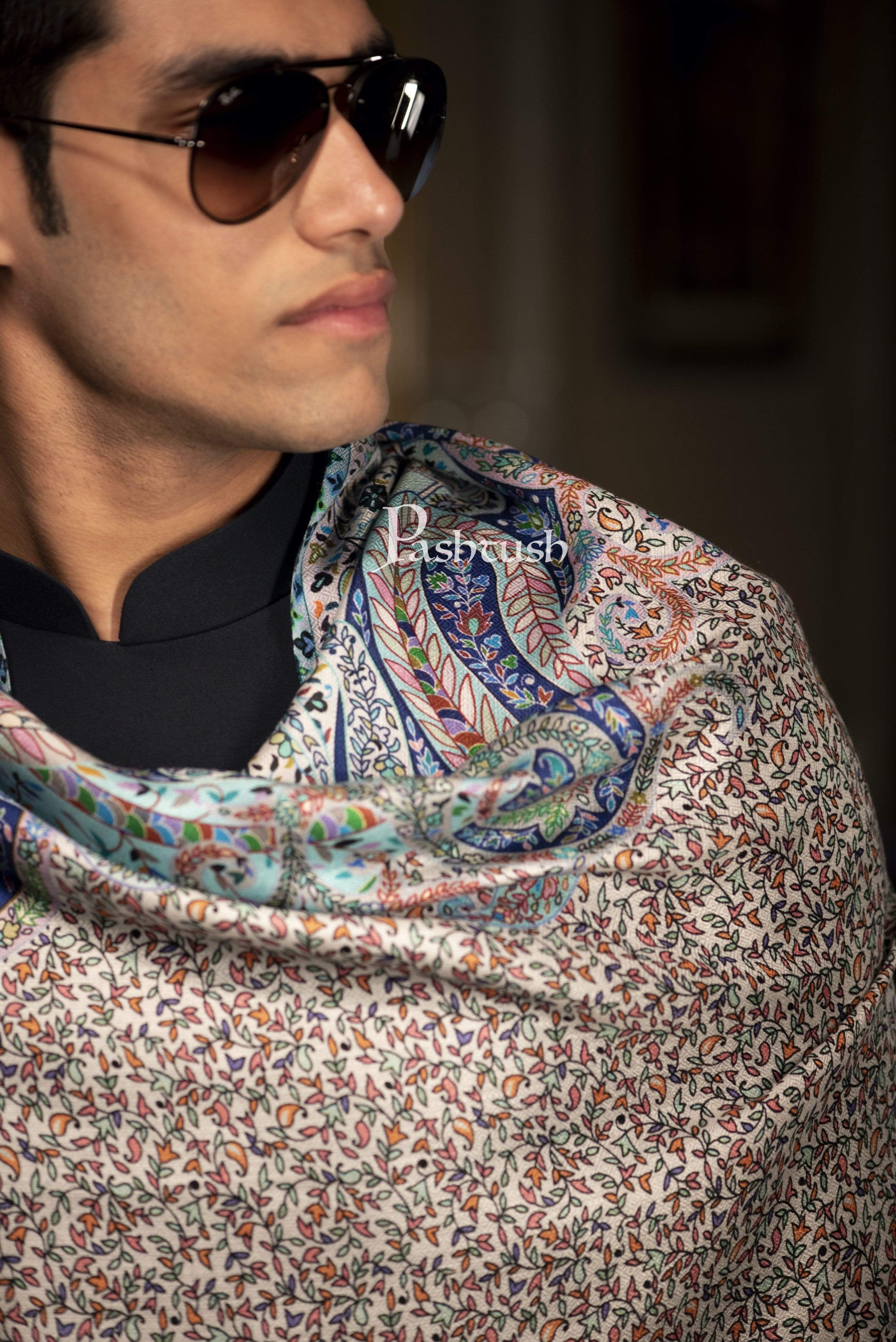 Pashtush Mens Stole, Kalamkari Printed Ethnic Scarf - Image 4