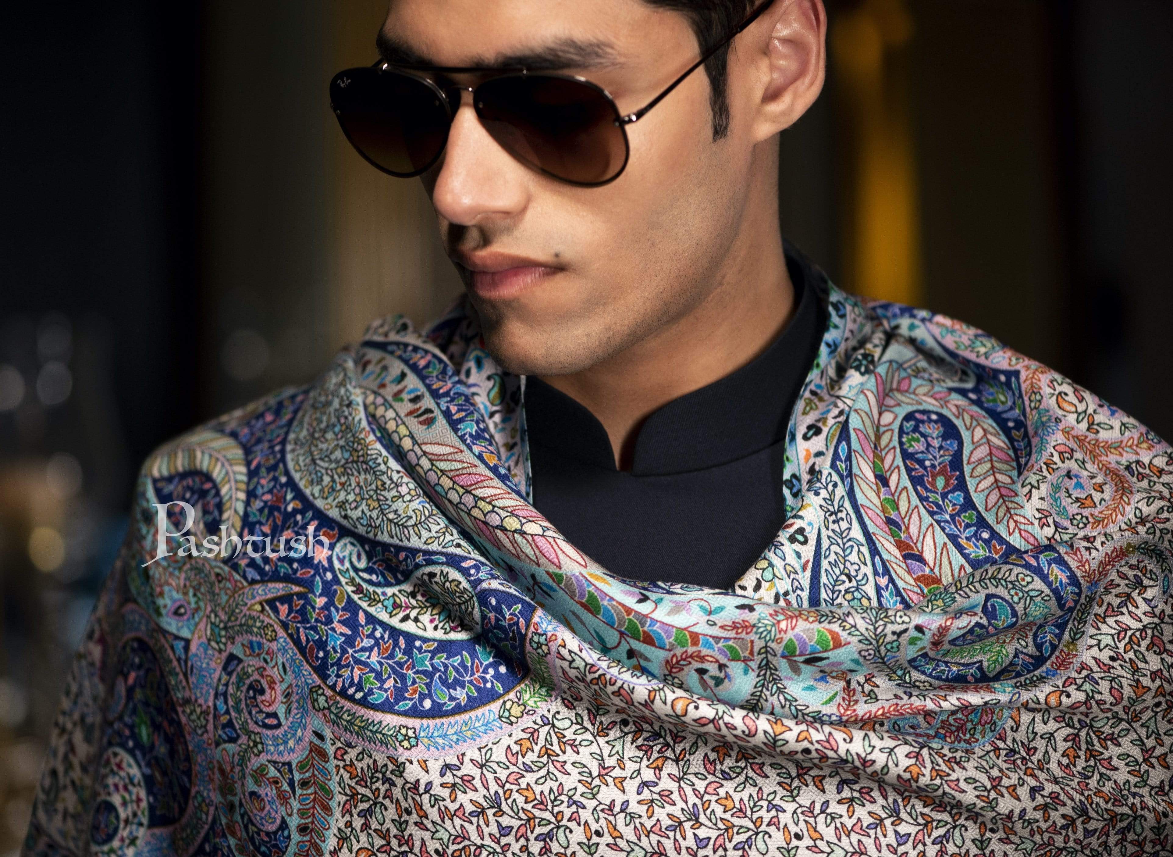 Pashtush Mens Stole, Kalamkari Printed Ethnic Scarf - Image 5