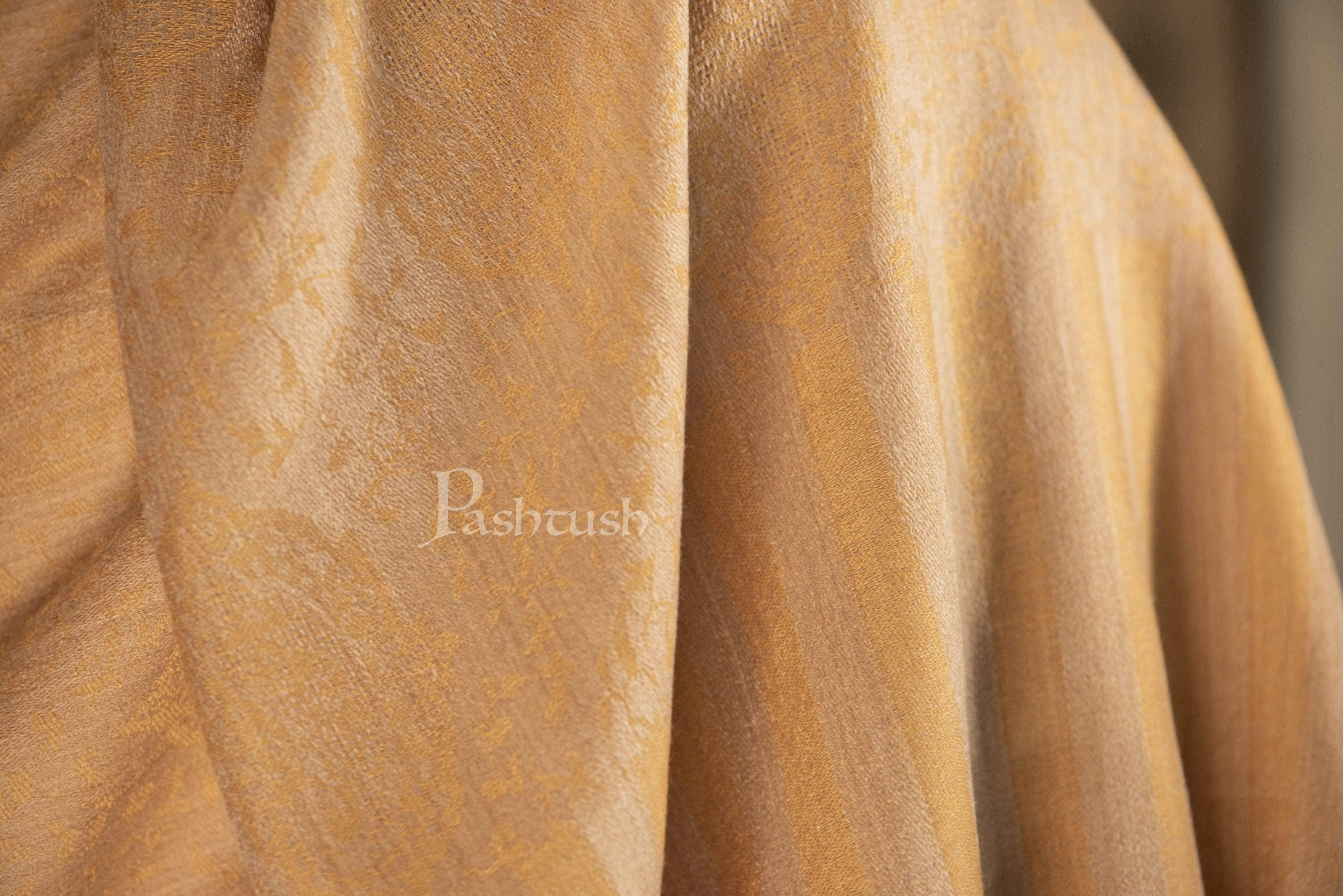 Pashtush Mens Stole Scarf, Extra Soft Wool - Medallion Mustard - Image 6