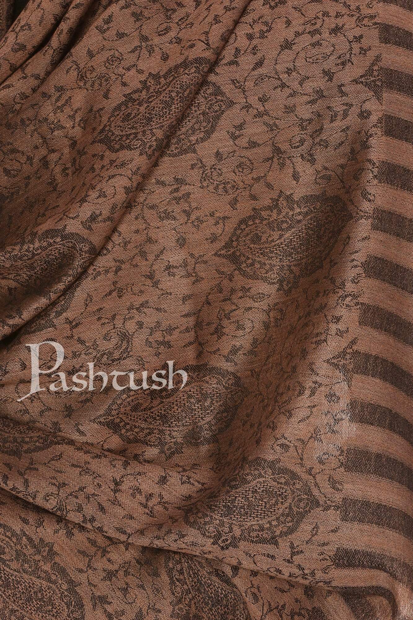 Pashtush Mens Stole Scarf, Extra Soft Wool Stole - Black - Image 2