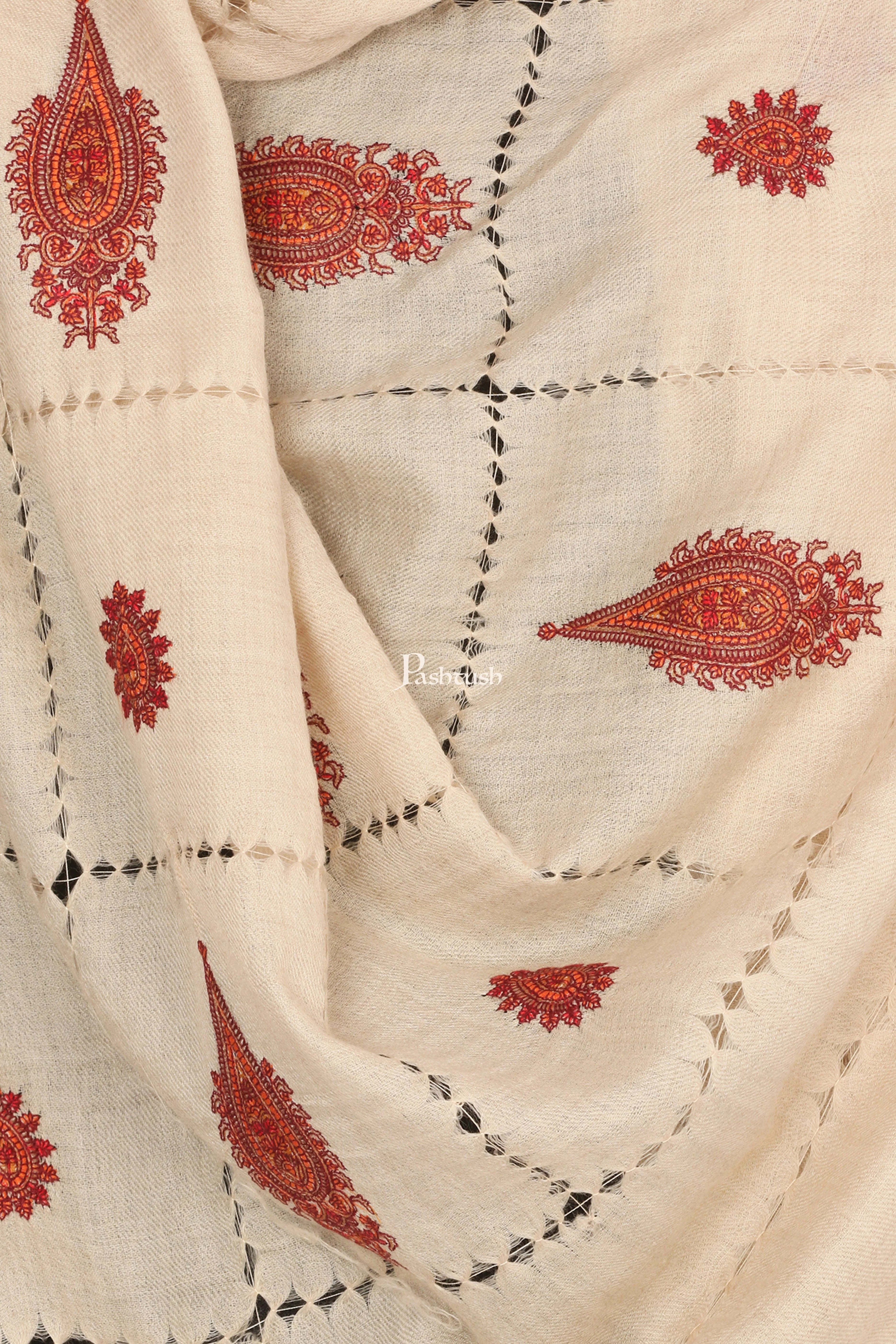 Pashtush Mens Tarkashi Embroidery Shawl - Soft Light Weight And Warm Wool - Image 2