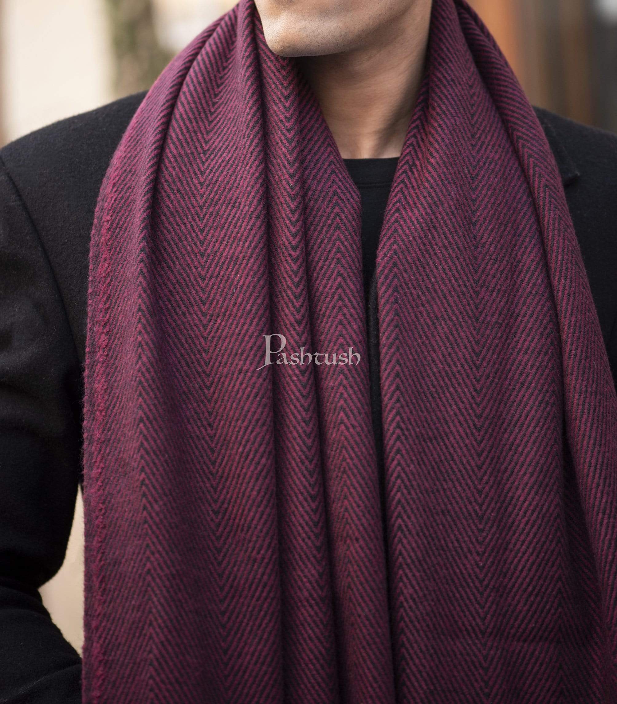 Pashtush Mens Thick And Warm Woollen Scarf, Blowout Burgundy