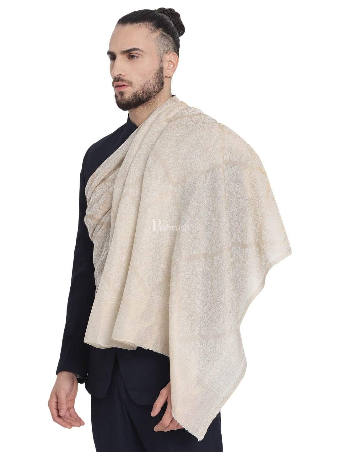 Pashtush Mens Twilight Collection, Jacquard Stole, With Metallic Thread Weave, Fine Wool - Image 2