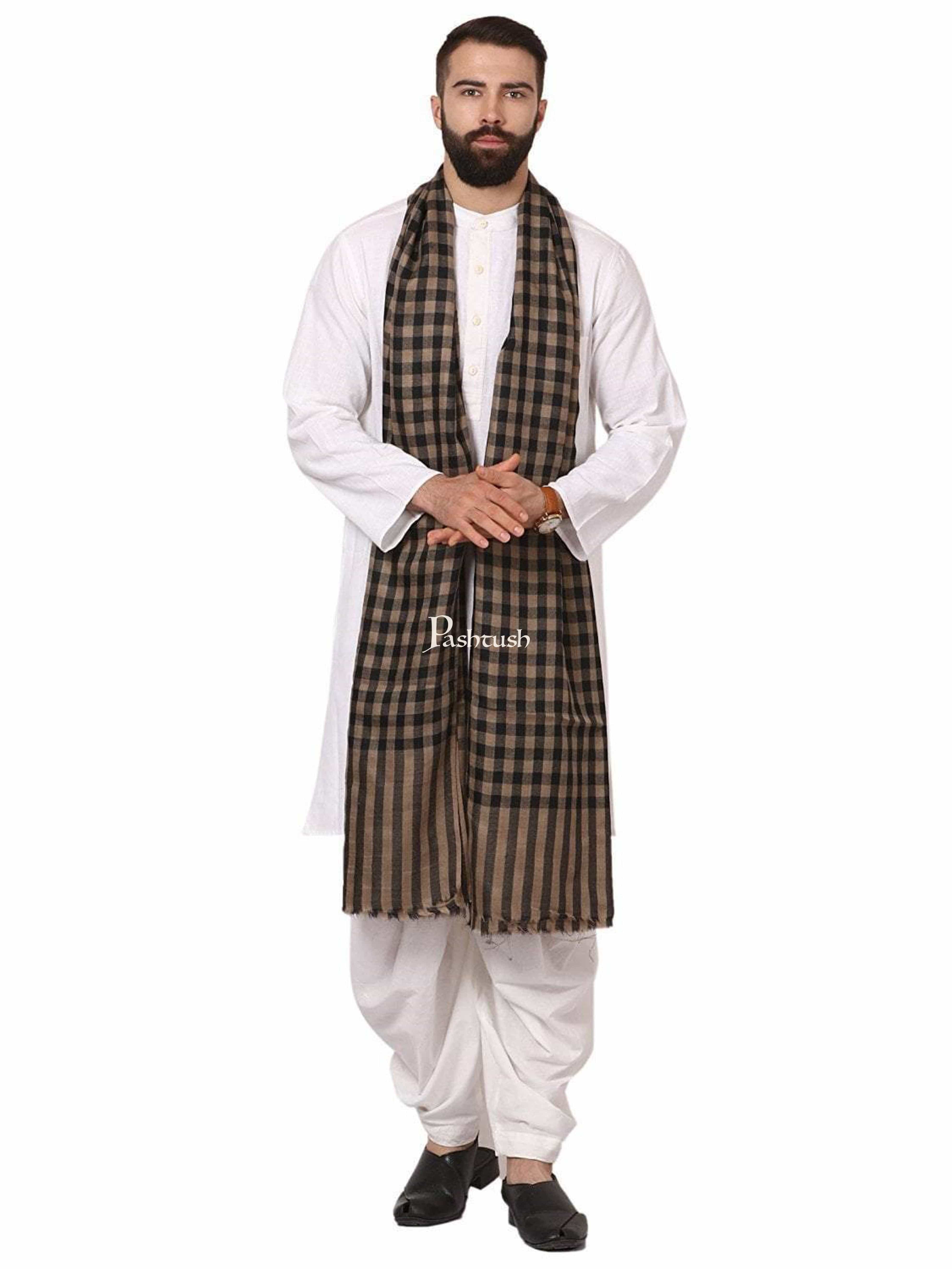 Pashtush Mens Woven Check Shawl Light Weight - Fine Wool. - Image 4
