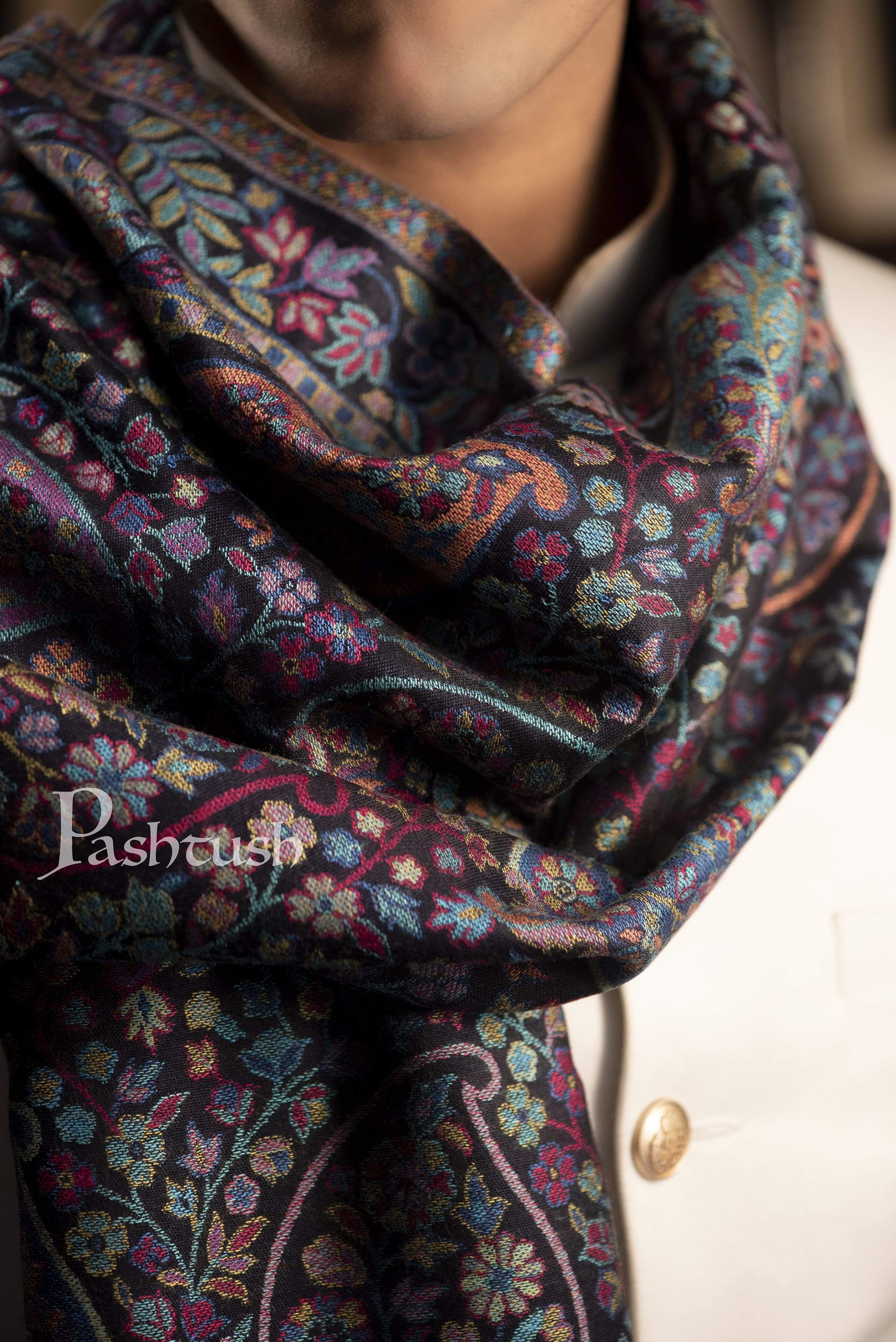 Pashtush Mens Woven Ethnic Stole, Extra Soft Bamboo Fibre - Image 2