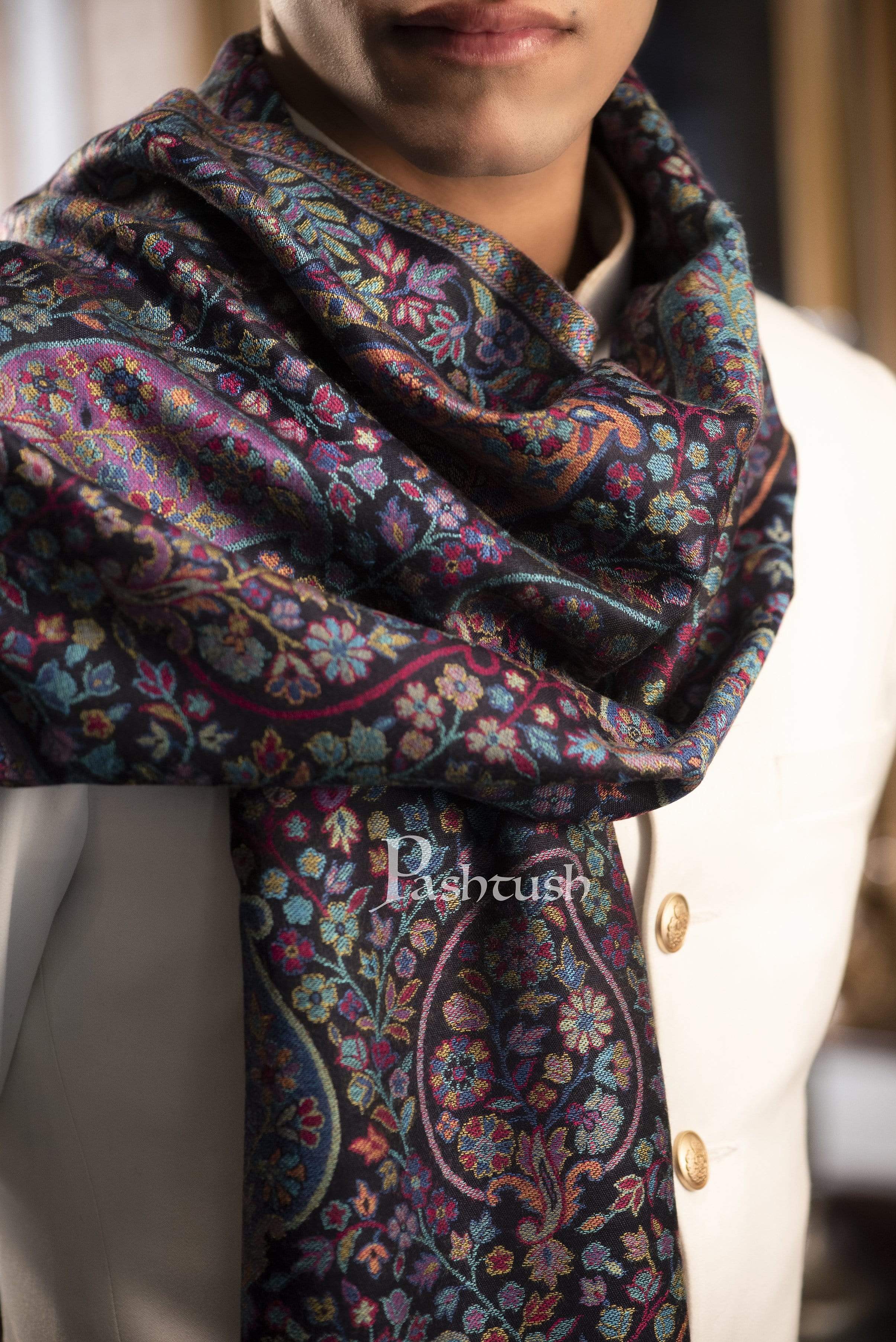 Pashtush Mens Woven Ethnic Stole, Extra Soft Bamboo Fibre - Image 5