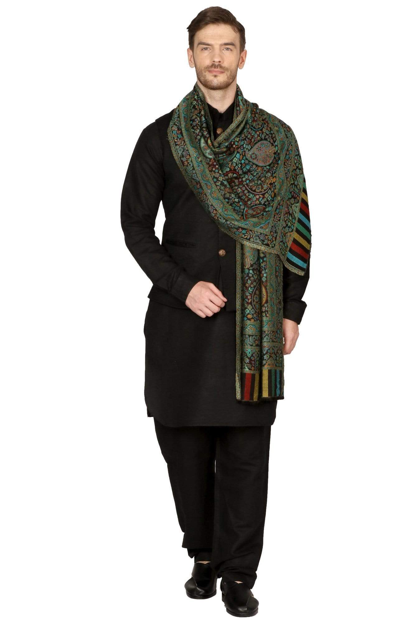 Pashtush Mens Woven Ethnic Stole, Extra Soft Bamboo Fibre - Image 5