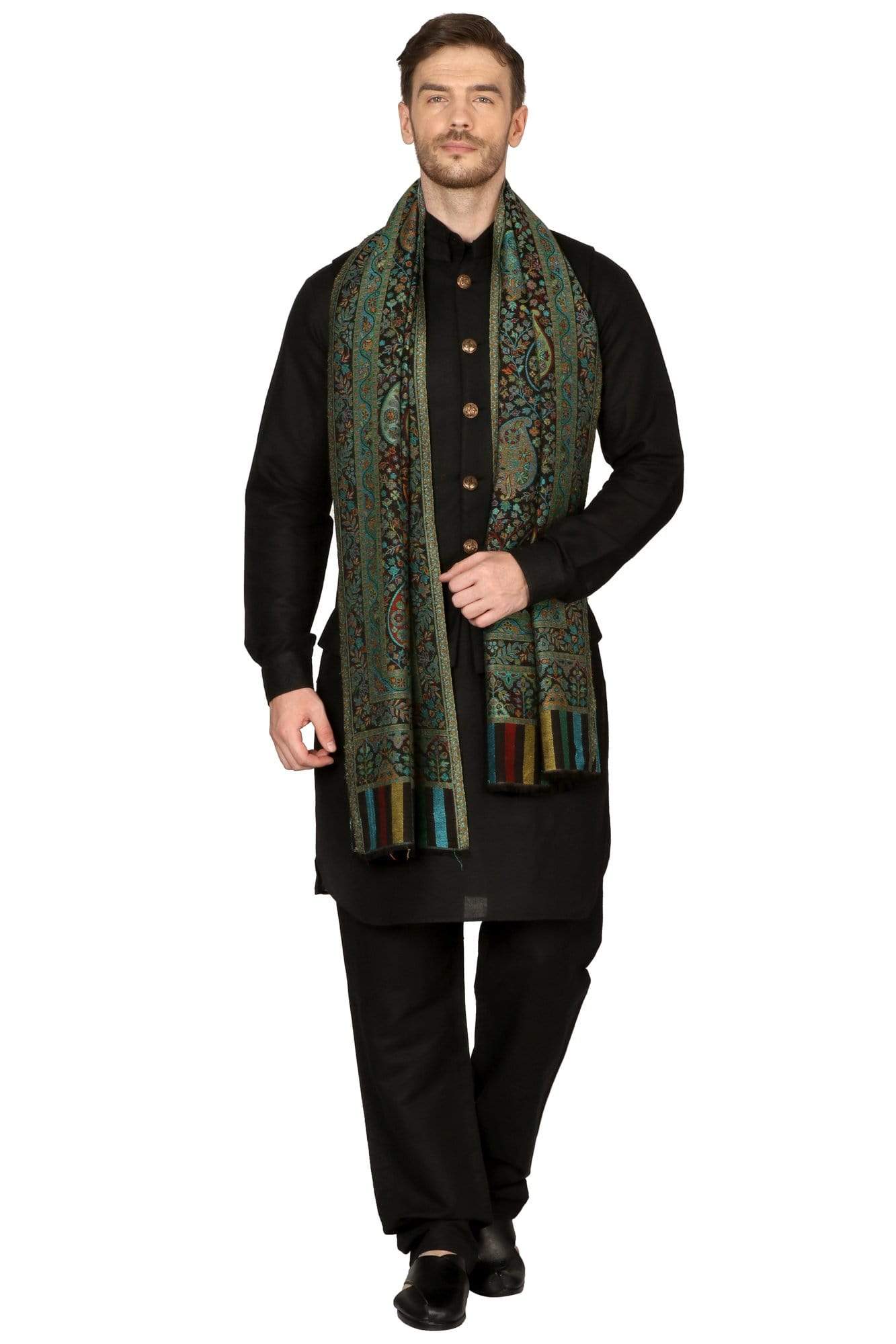 Pashtush Mens Woven Ethnic Stole, Extra Soft Bamboo Fibre - Image 8