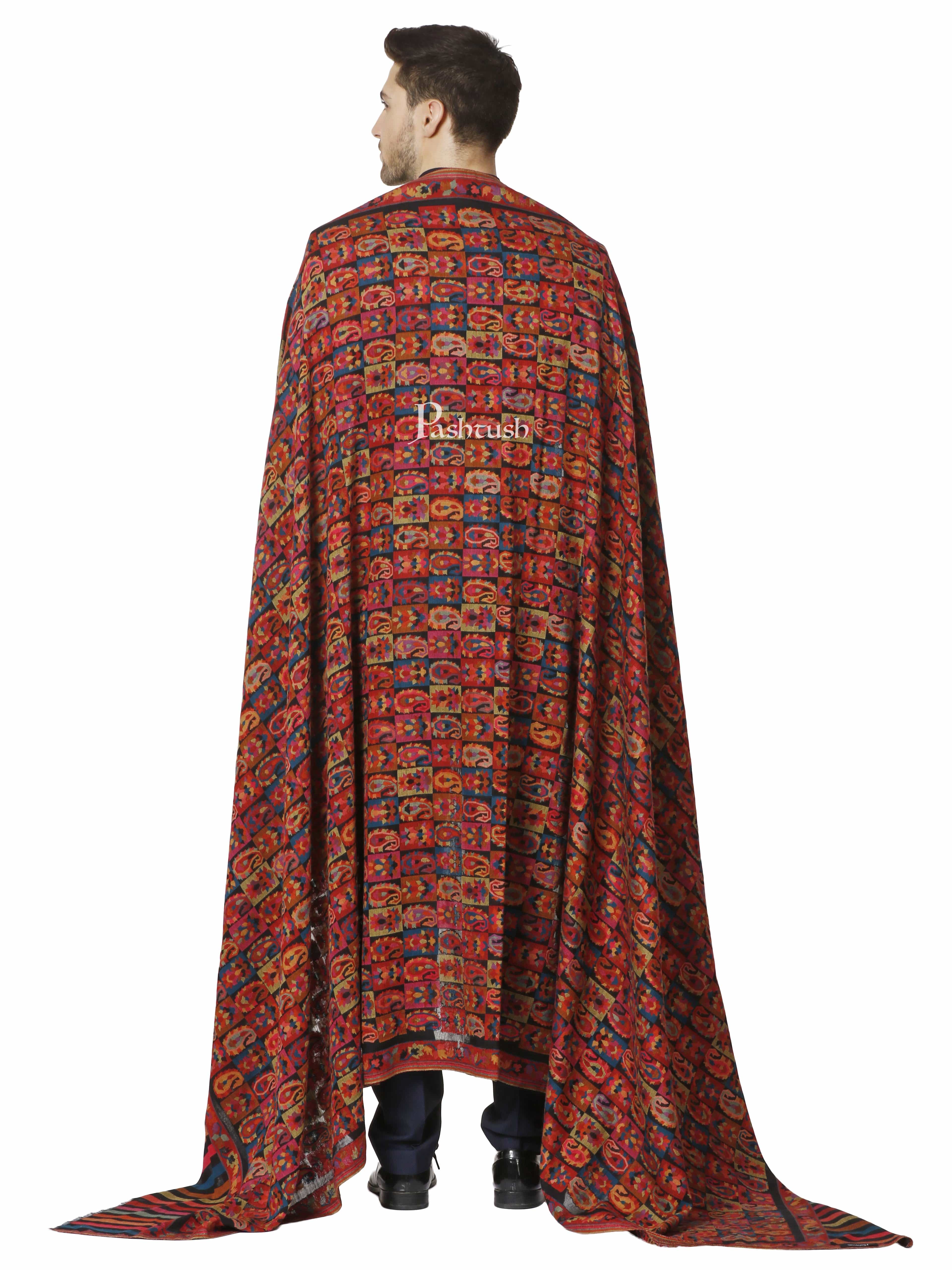 Pashtush Mens Woven Ethnic Shawl, Mens Lohi , Full Size, Fine Soft Wool - Image 3