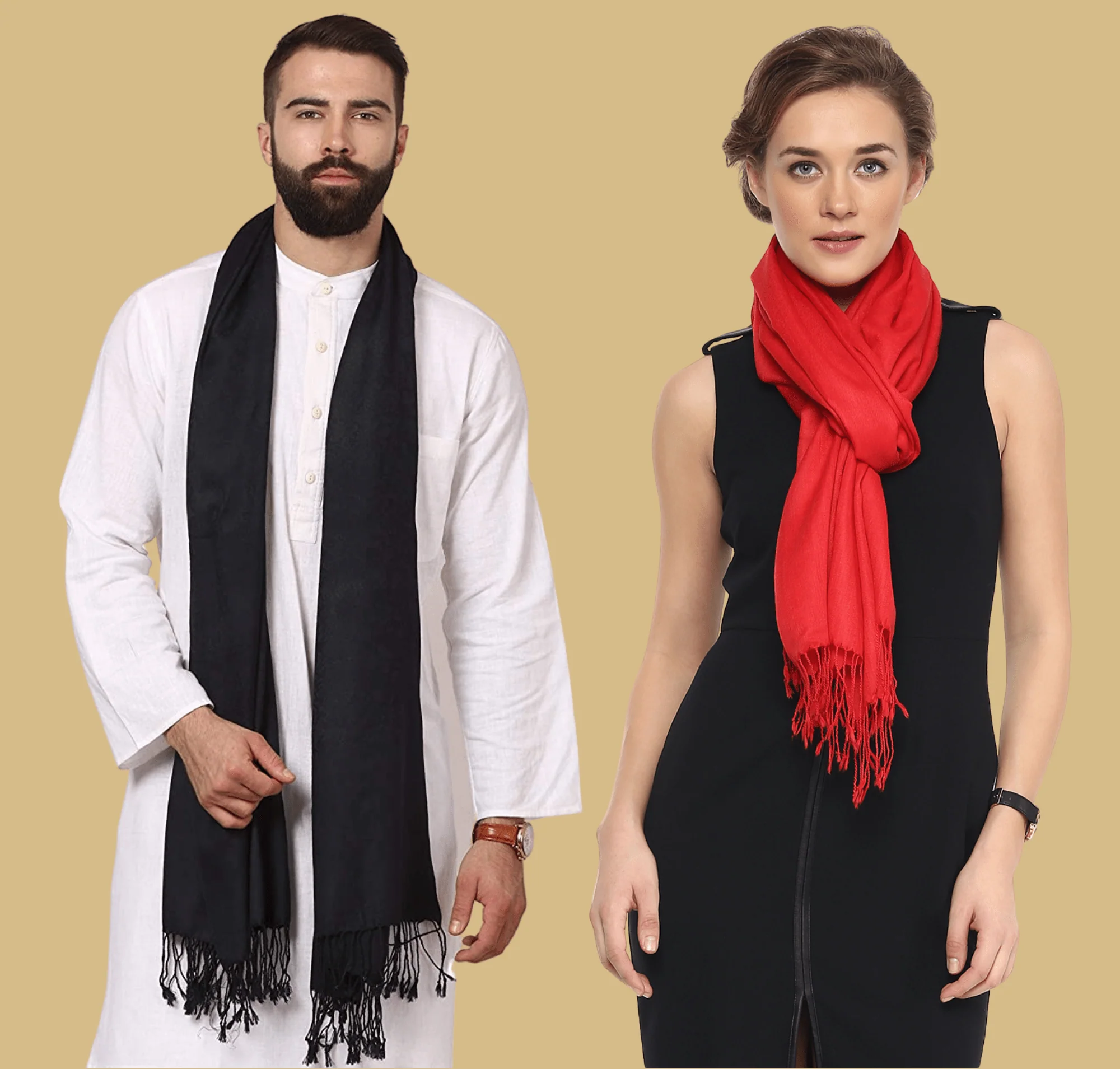 Pashtush His and Her Set of Stoles with Premium Gift Box Packaging, Navy Blue and Scarlet Red - Image 3