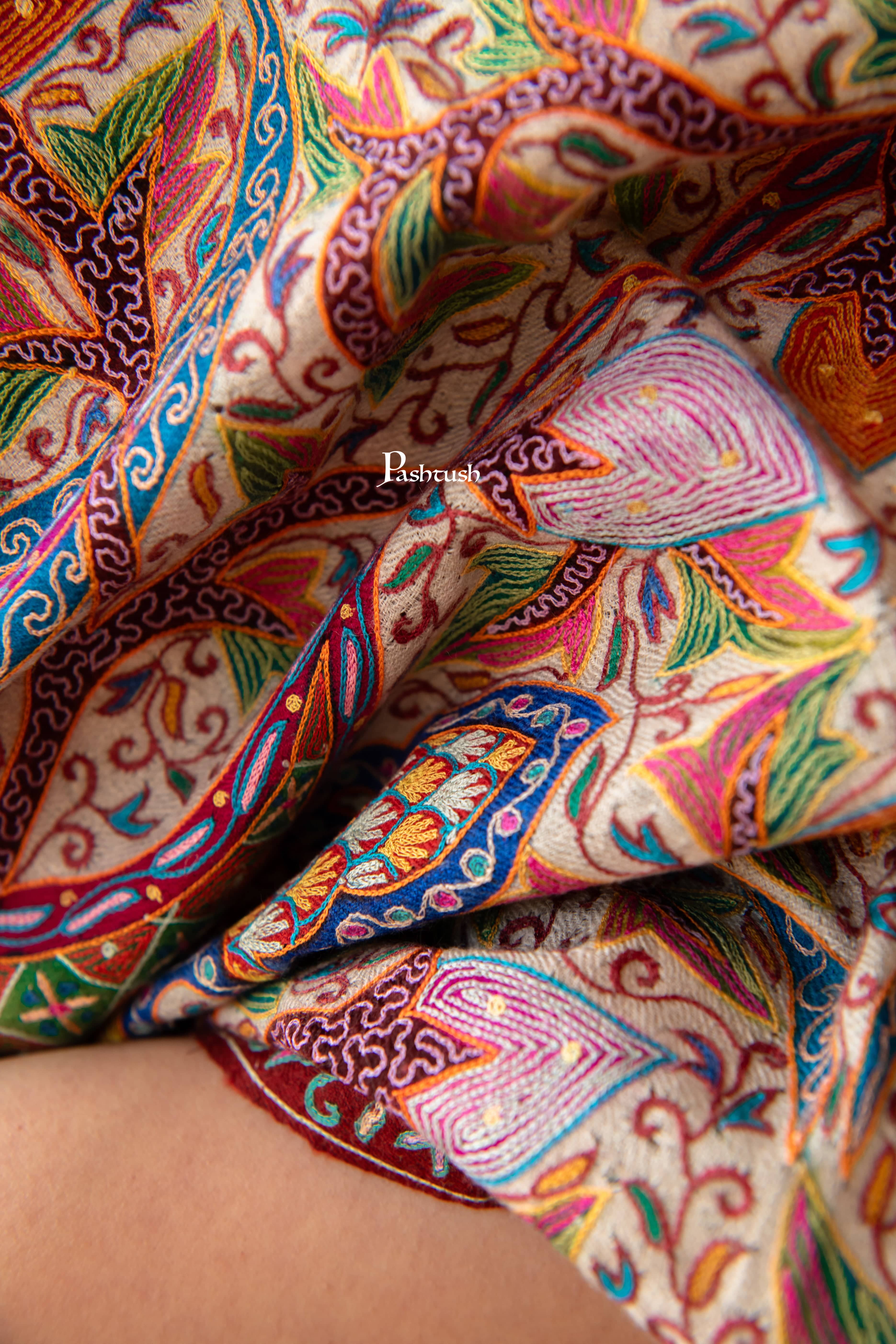 Pashtush Pure Pashmina Shawl Masterpiece of Traditional Kalamkari Art Multicolour - Image 5