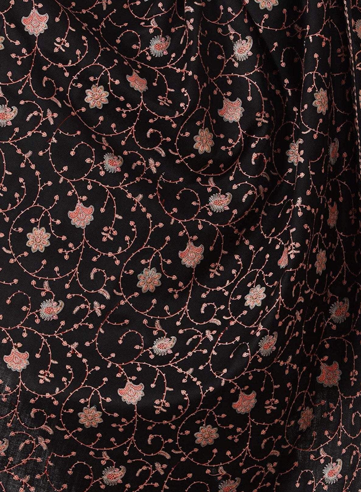 Pashtush Womens Heavy Embroidery Shawl In Black - Image 4