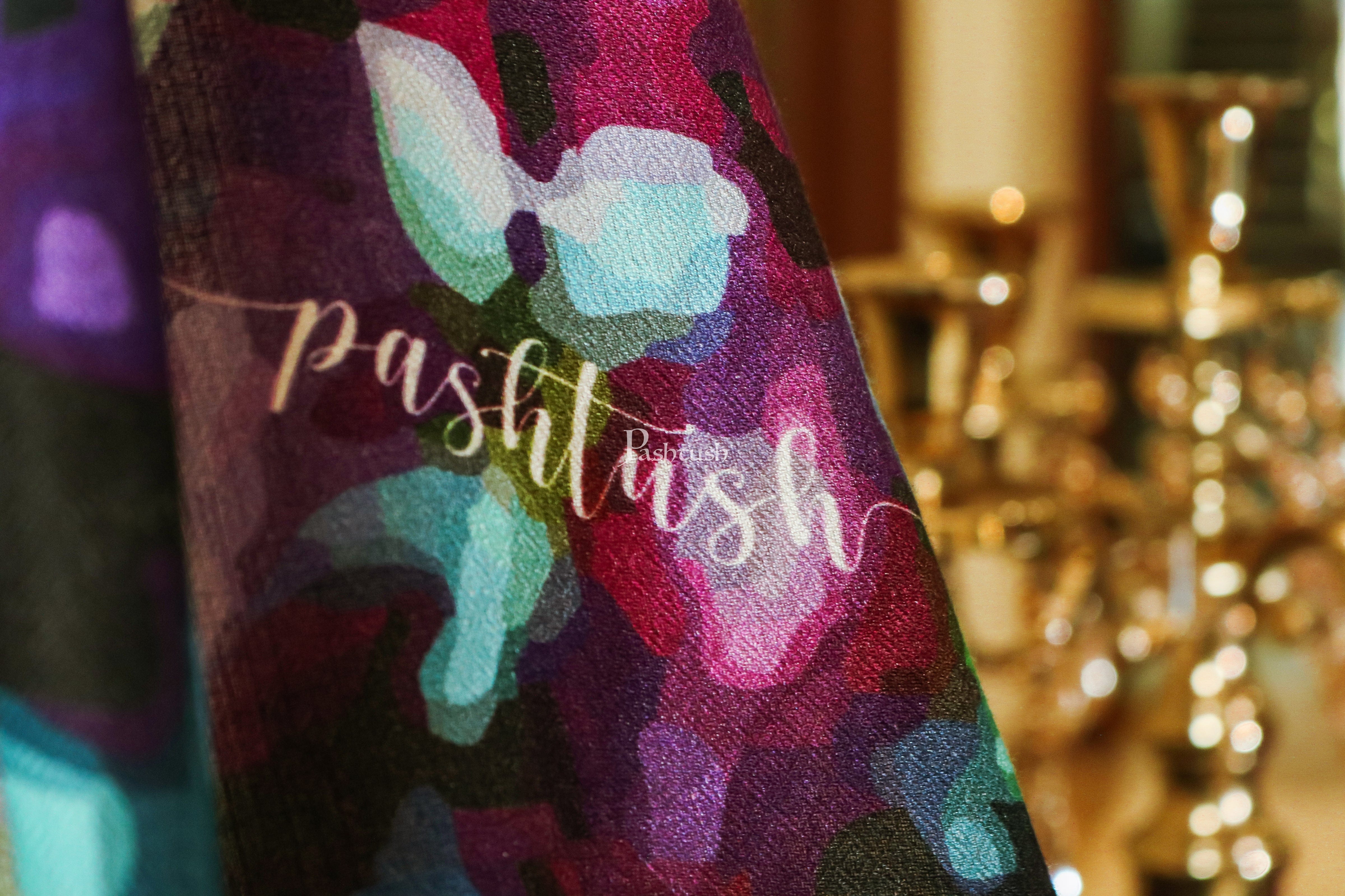 Pashtush women Bamboo stole, Abstract Printed design, Multicolour - Image 2