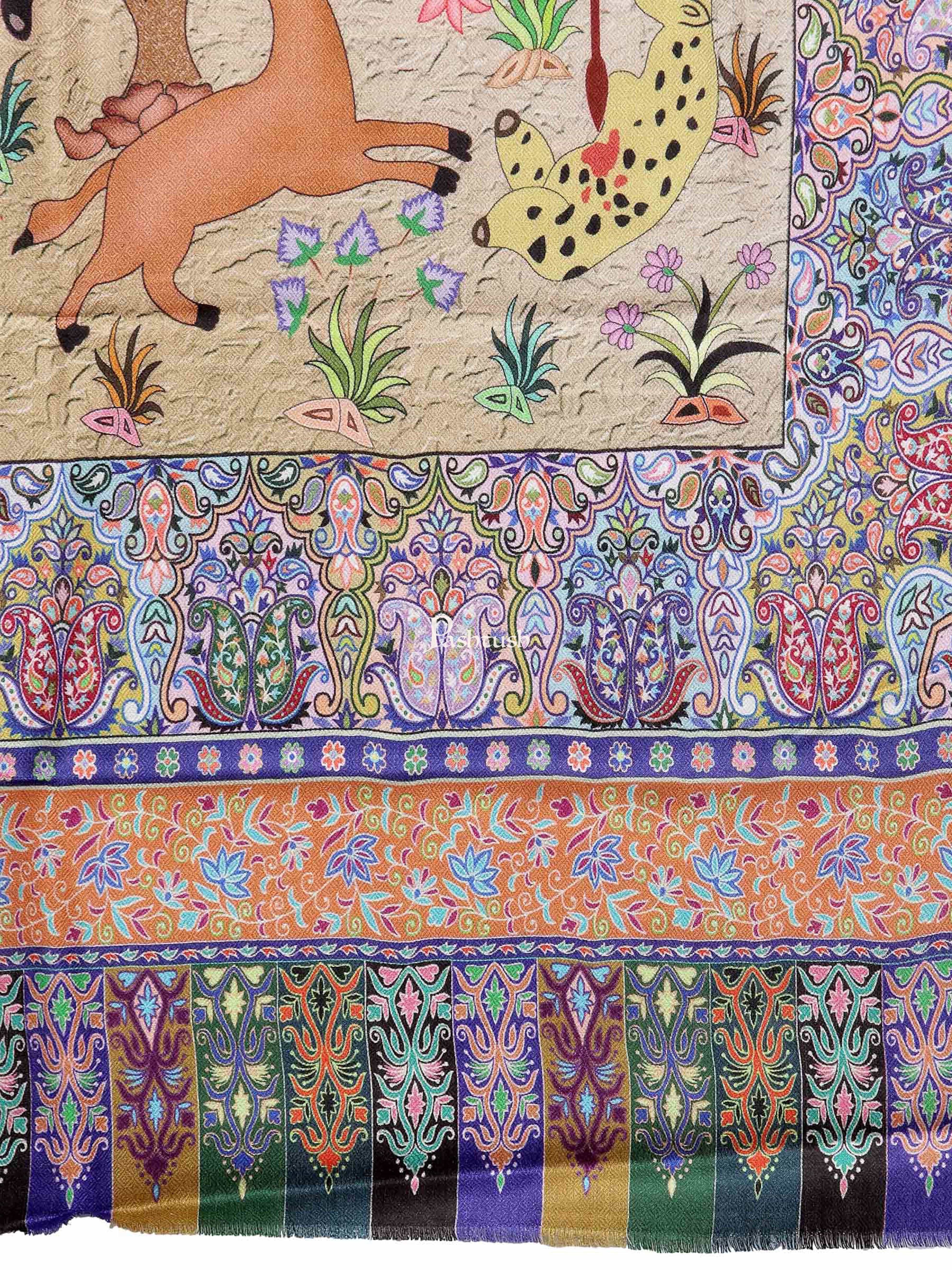 Pashtush Womens Fine Soft Bamboo Stole, Shikaardar Print Design - Image 3