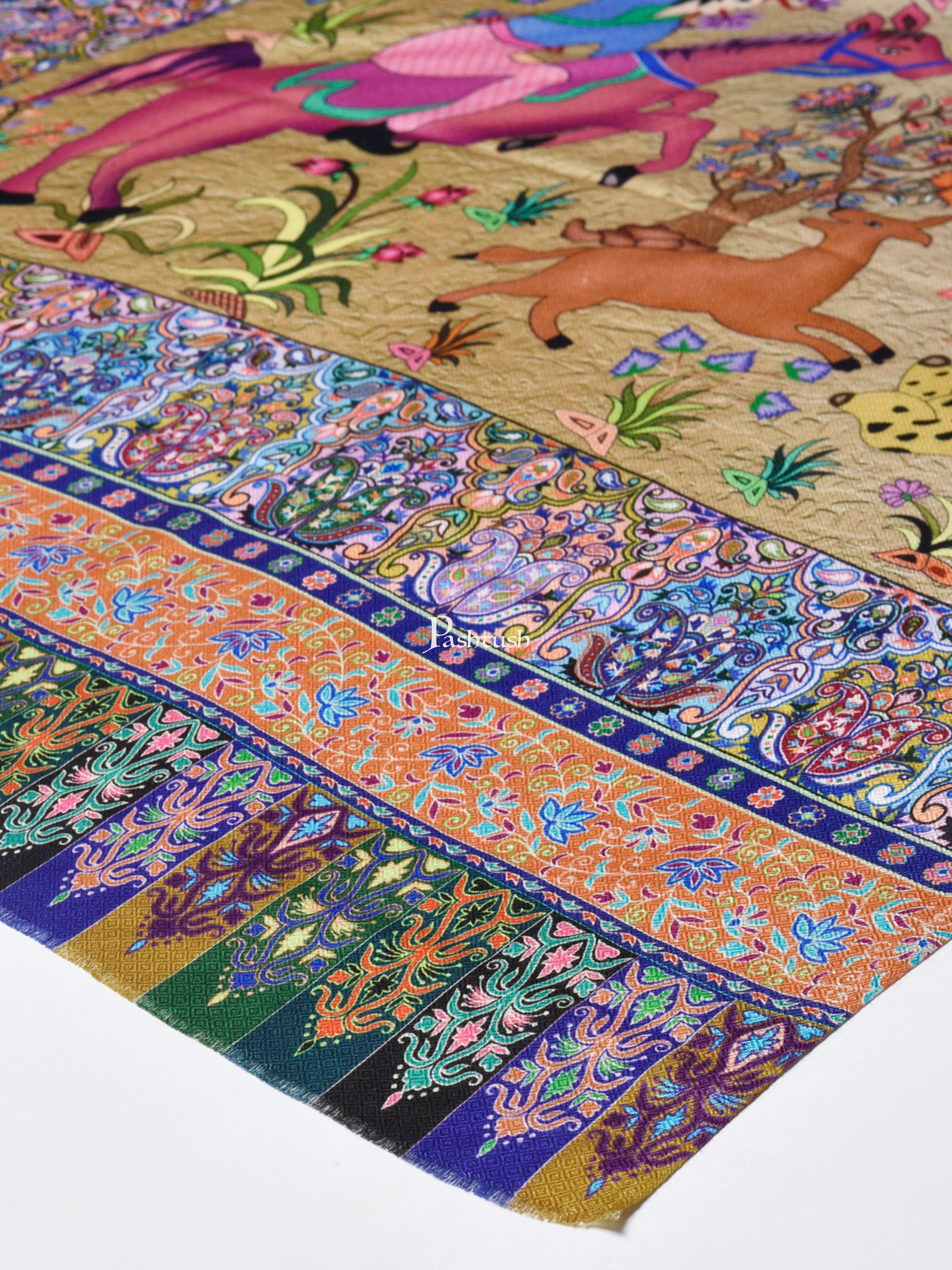 Pashtush Womens Fine Soft Bamboo Stole, Shikaardar Print Design - Image 4