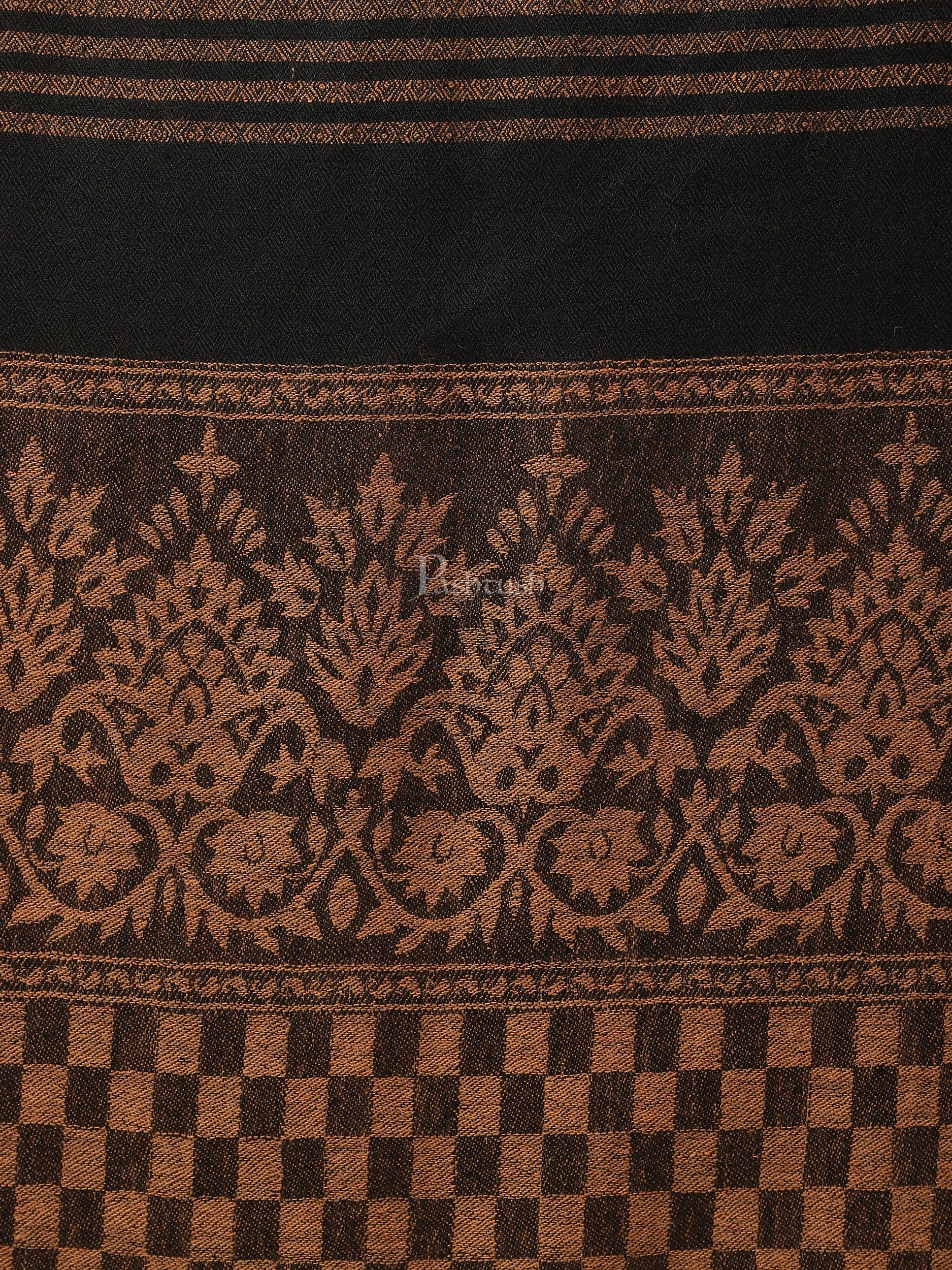 Pashtush women Extra Fine Wool stole, check design, black - Image 2