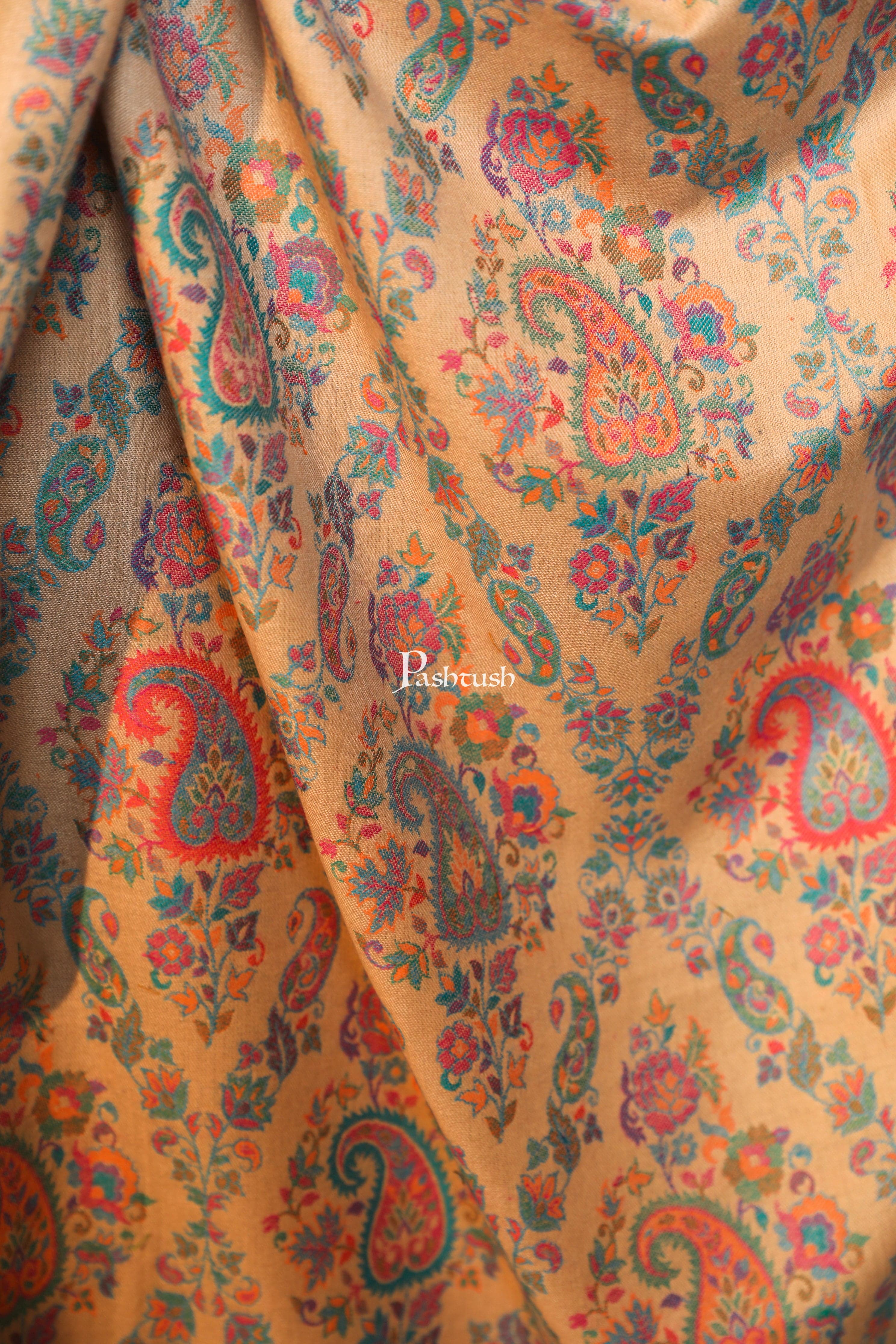 Pashtush women faux pashmina shawl, ethnic weave design, multi color - Image 3