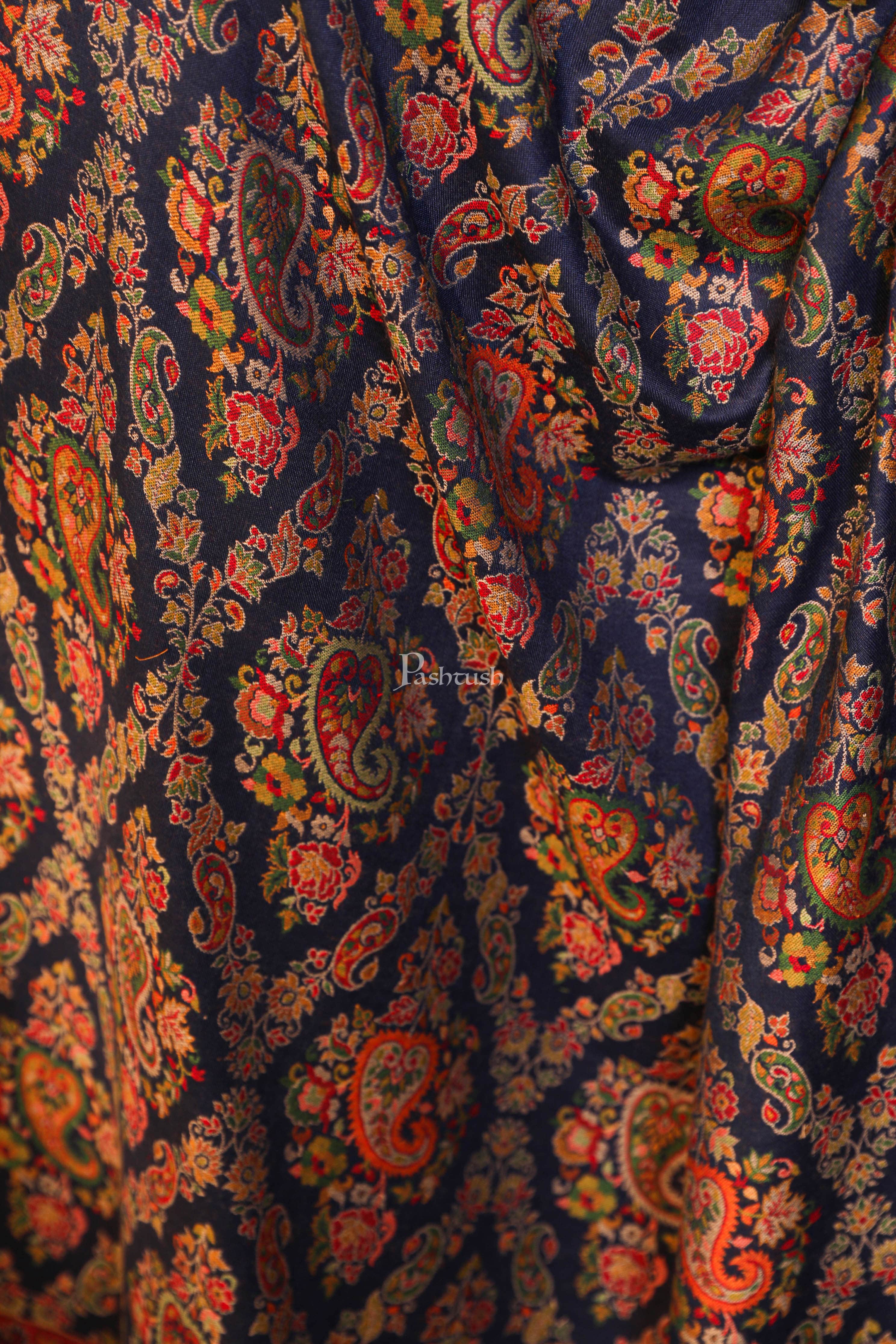 Pashtush women faux pashmina shawl, ethnic weave design, multi color - Image 2