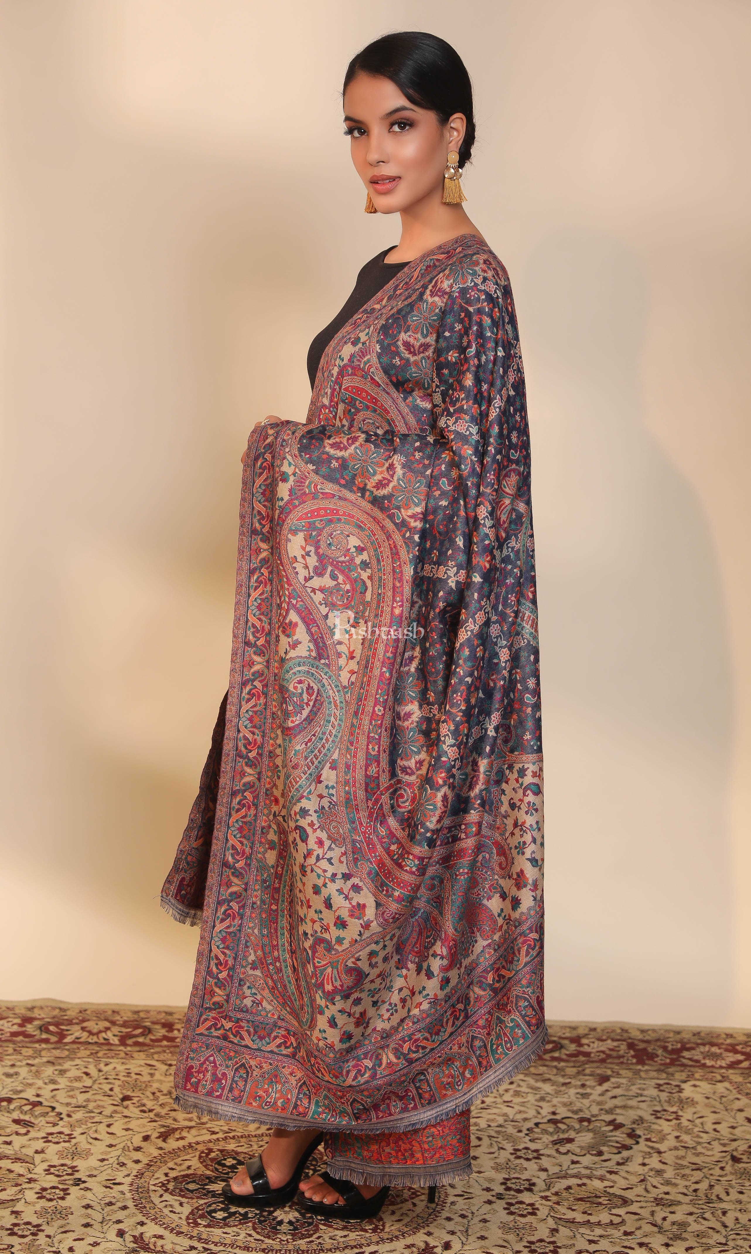 Pashtush women faux pashmina shawl, ethnic weave design, multi color - Image 5