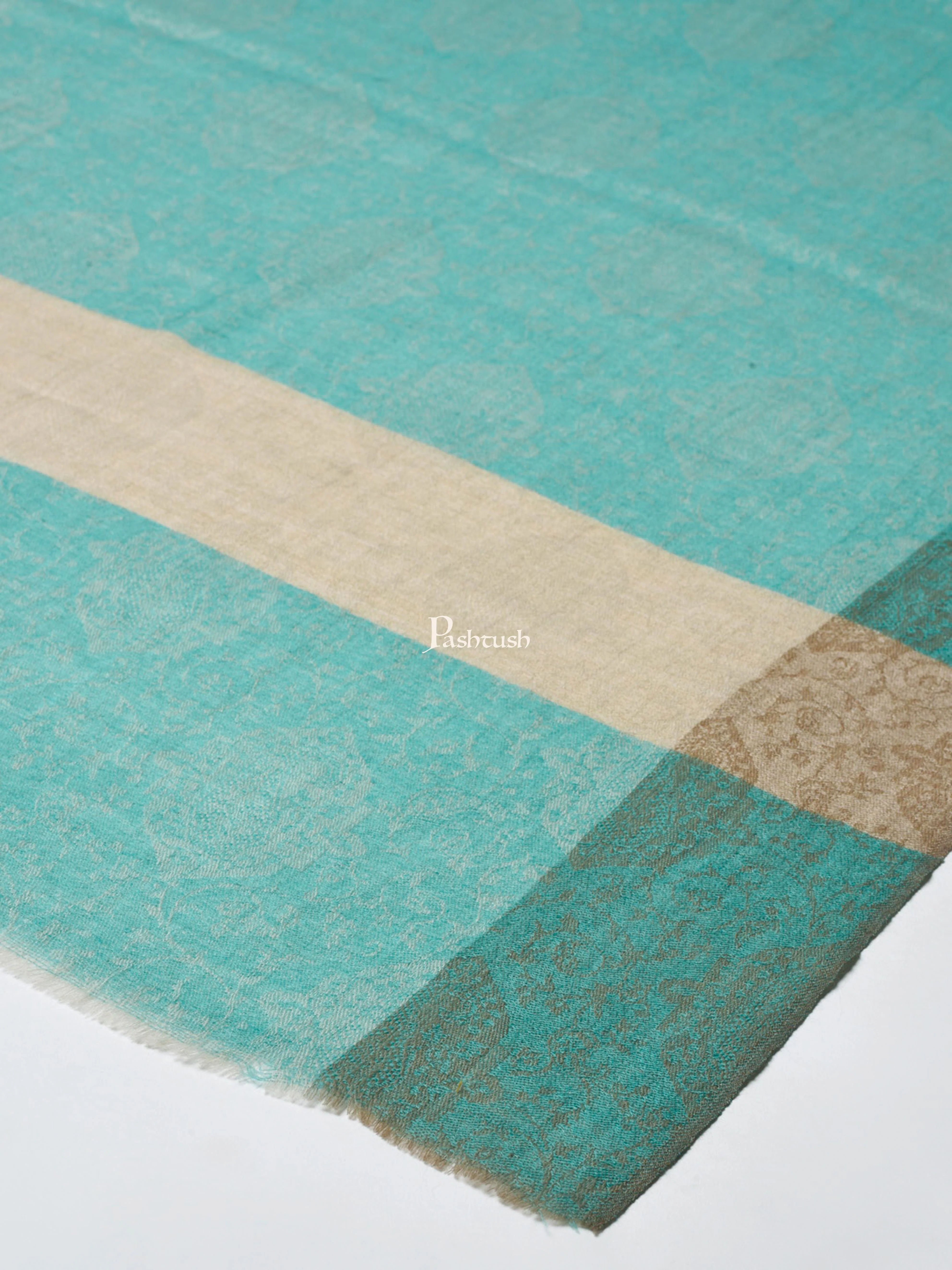 Pashtush Women Green Grey Woven Design Designer Stole - Image 2