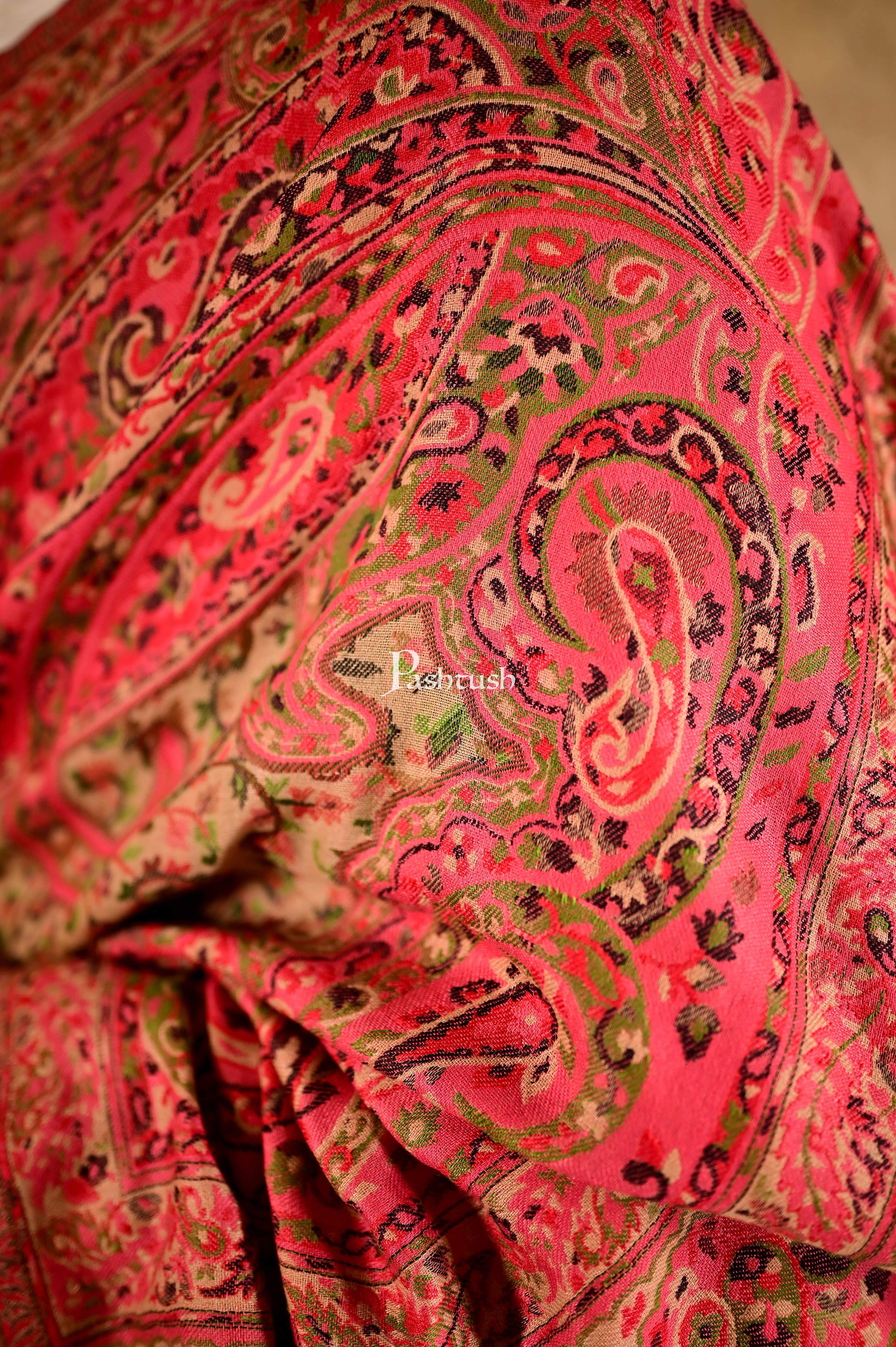 Pashtush Mens Ethnic Weave Stole, Rich Garden, Pink And Beige - Image 2