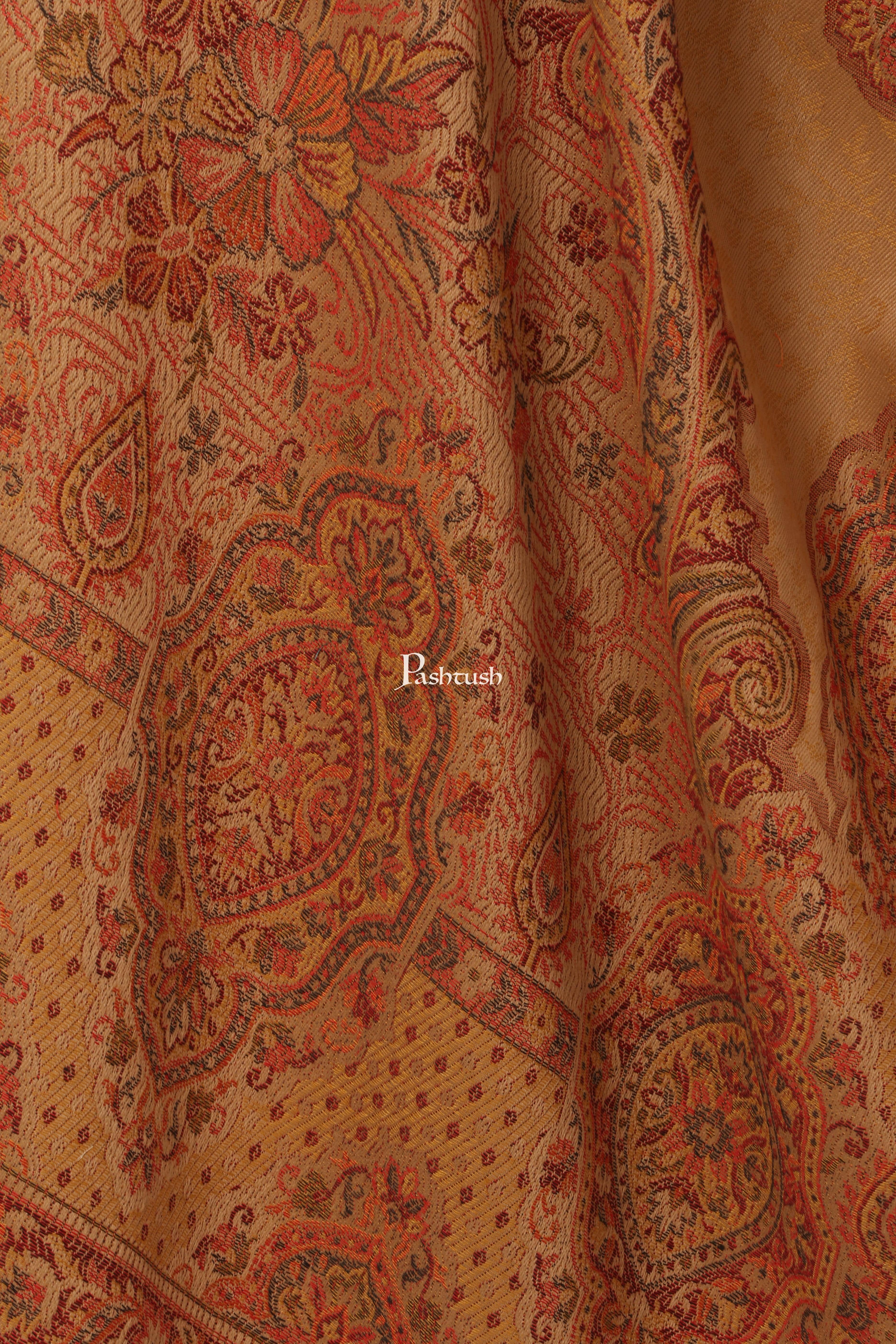 Pashtush Women Maroon Beige Woven Design Designer Stole - Image 3