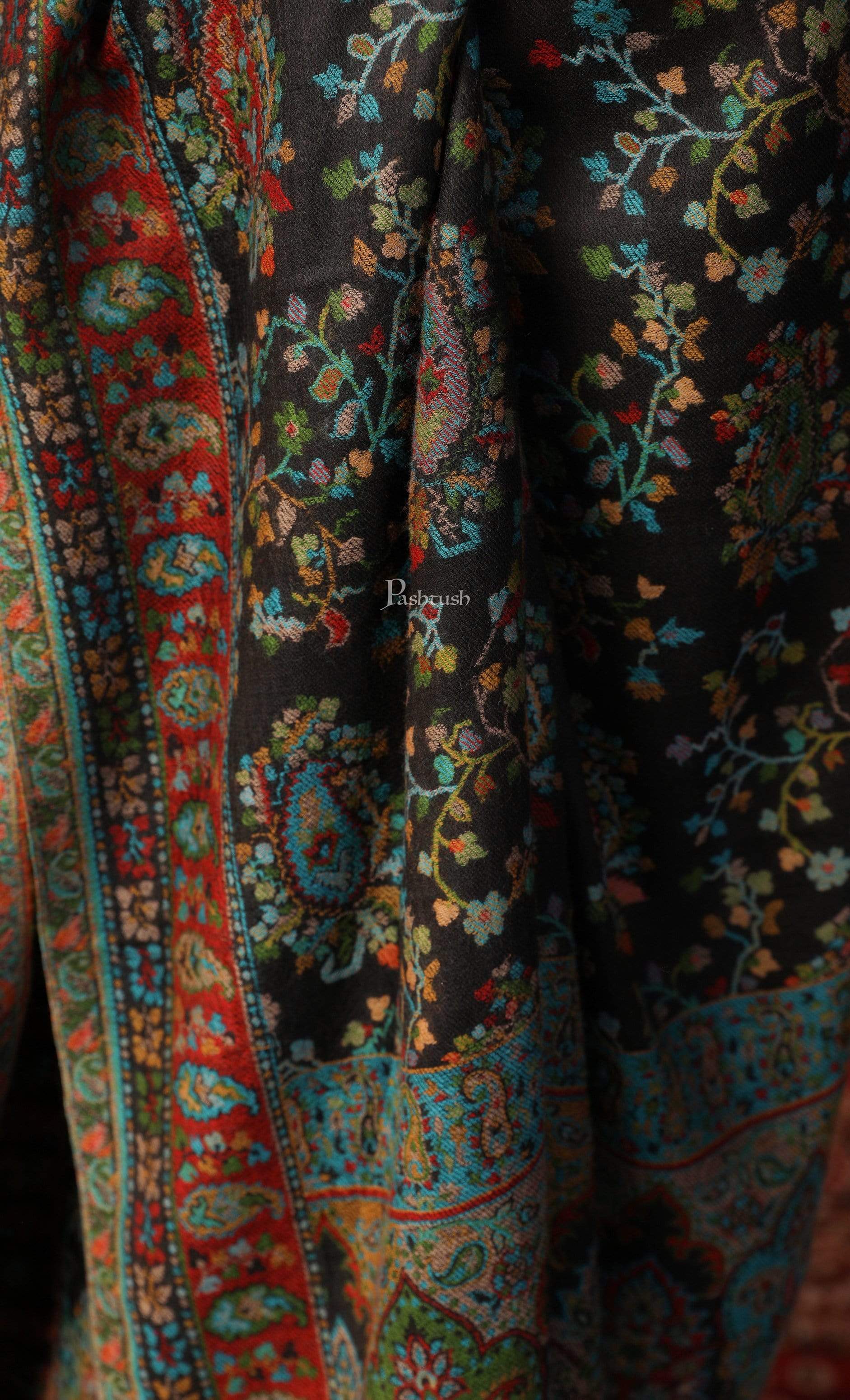 Pashtush Women Multi-Coloured Pure Wool Woven Design Ethnic Stole - Image 2
