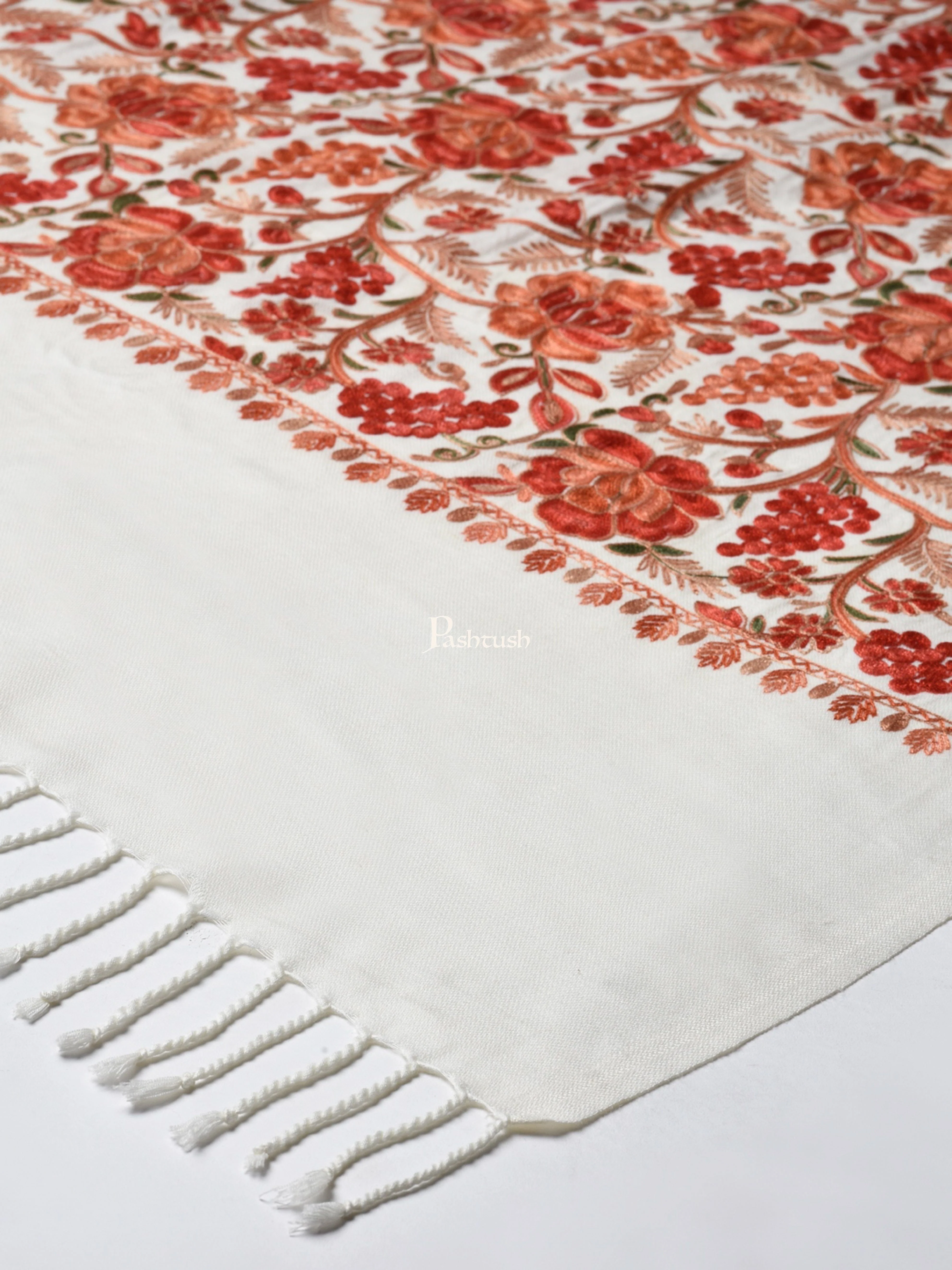 Pashtush Womens Fine Wool, Light Weight, Gulaabdar Aari Embroidery Stole, - Image 2
