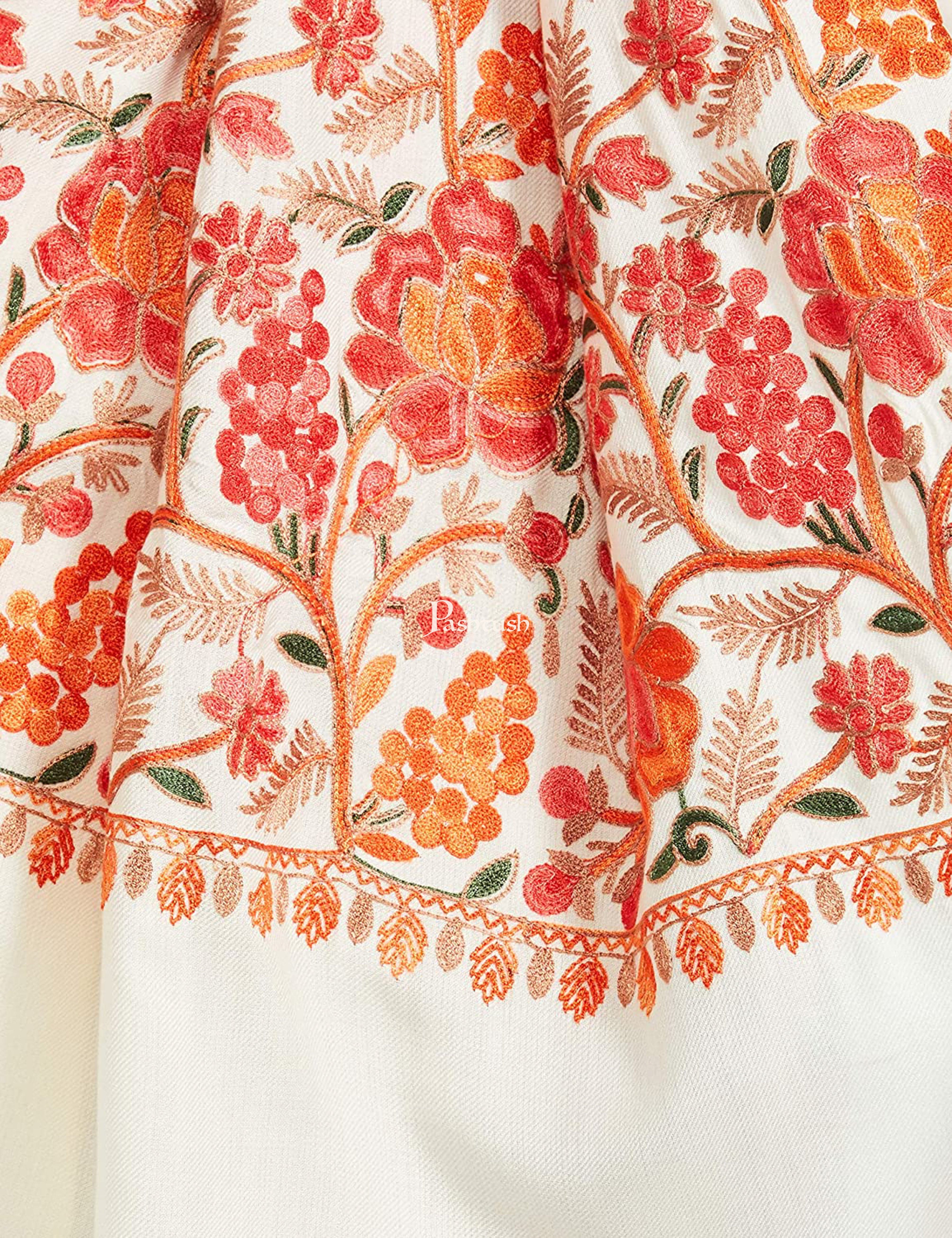 Pashtush Womens Fine Wool, Light Weight, Gulaabdar Aari Embroidery Stole, - Image 3