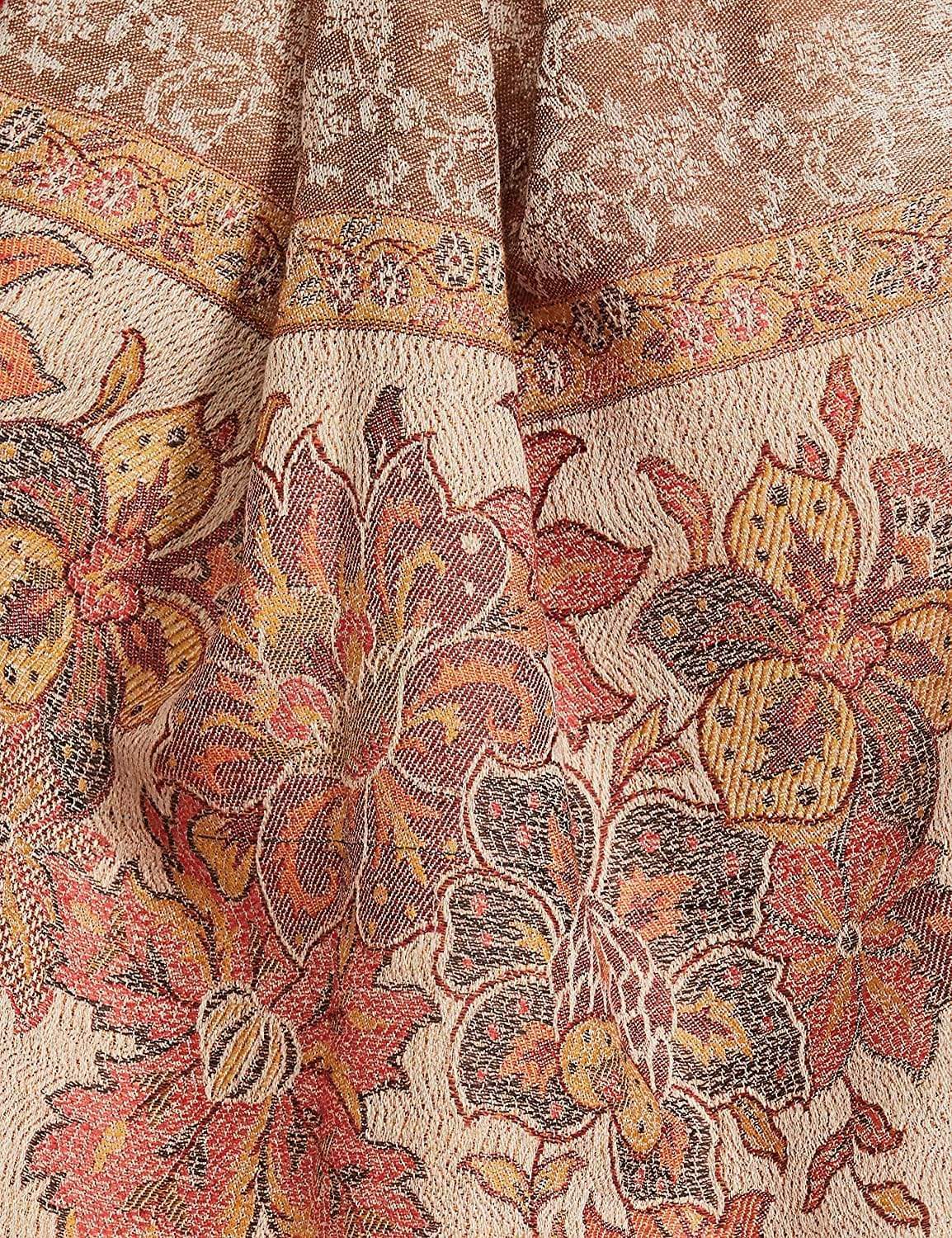 Pashtush Women'S Soft Wool Stole, Soft Wool Scarf, Floral Coffee - Image 2